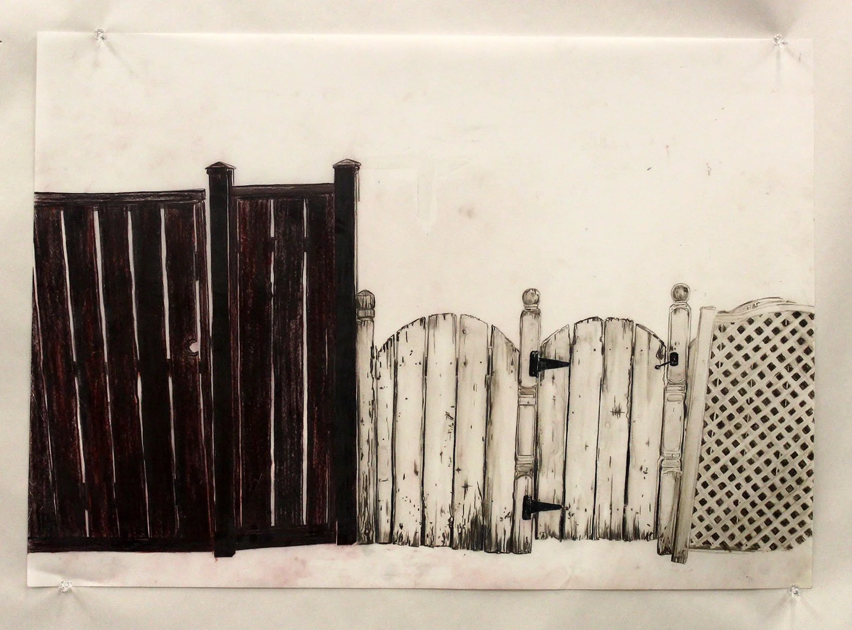 Gate & Fence: Colored Pencil on Film. 2025