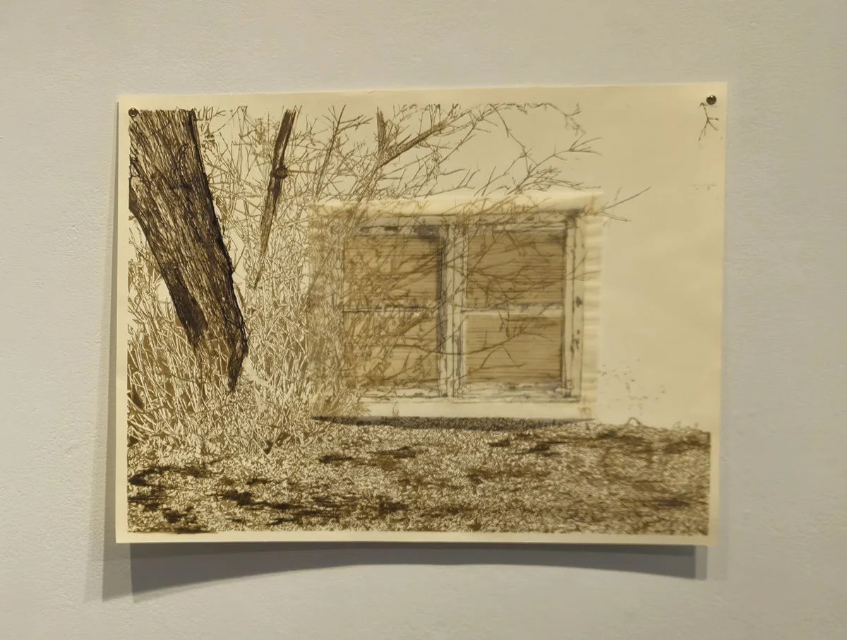 Killarney Window Scene 1: Screenprint and hand stitching on washi paper. 2024