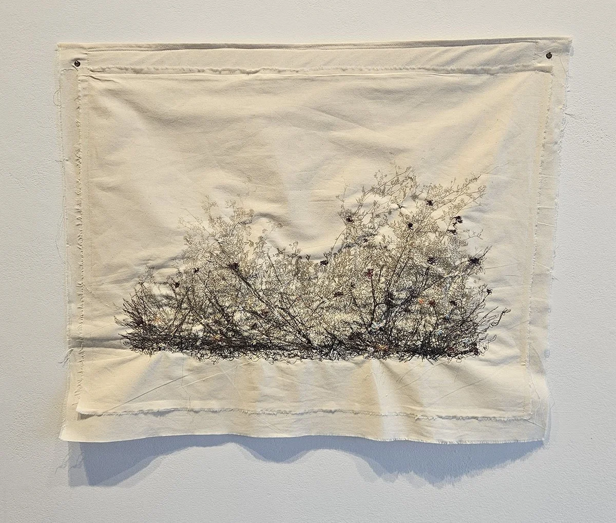 Brambles - Always Something Living within: Screenprint, machine and hand stitching on Muslin. 2026