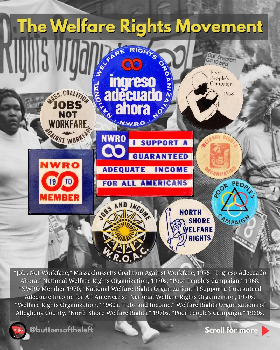 The welfare rights movement emerged through the self-organization of mothers who received Aid to Families with Dependent Children, which structurally ensured that most welfare recipients were single mothers. By the mid-1960s, local groups held a foun