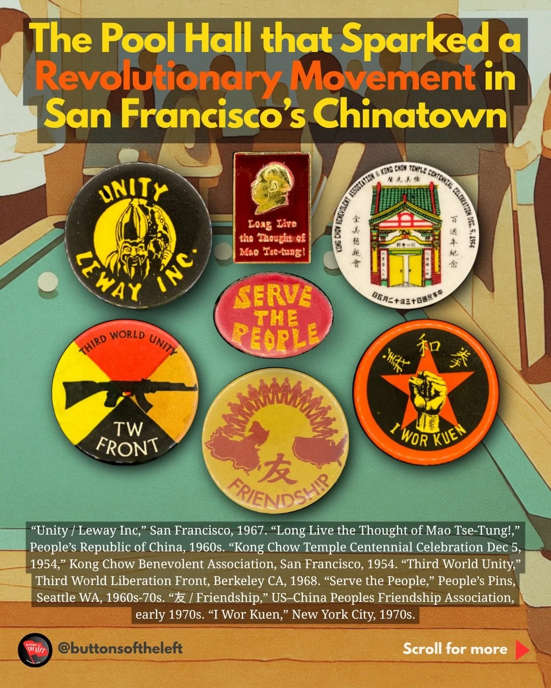 In late 1967, a group of Chinese-American youth who&rsquo;d been trapped in a cycle of police harassment, petty crime and ostracization by conservative community institutions collectively purchased a pool hall and began to operate it cooperatively. T