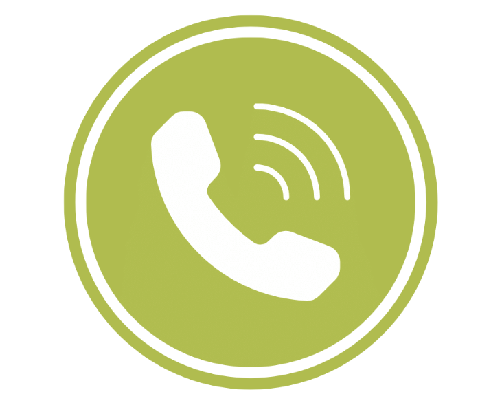 Green circular icon with a white telephone receiver and signal lines