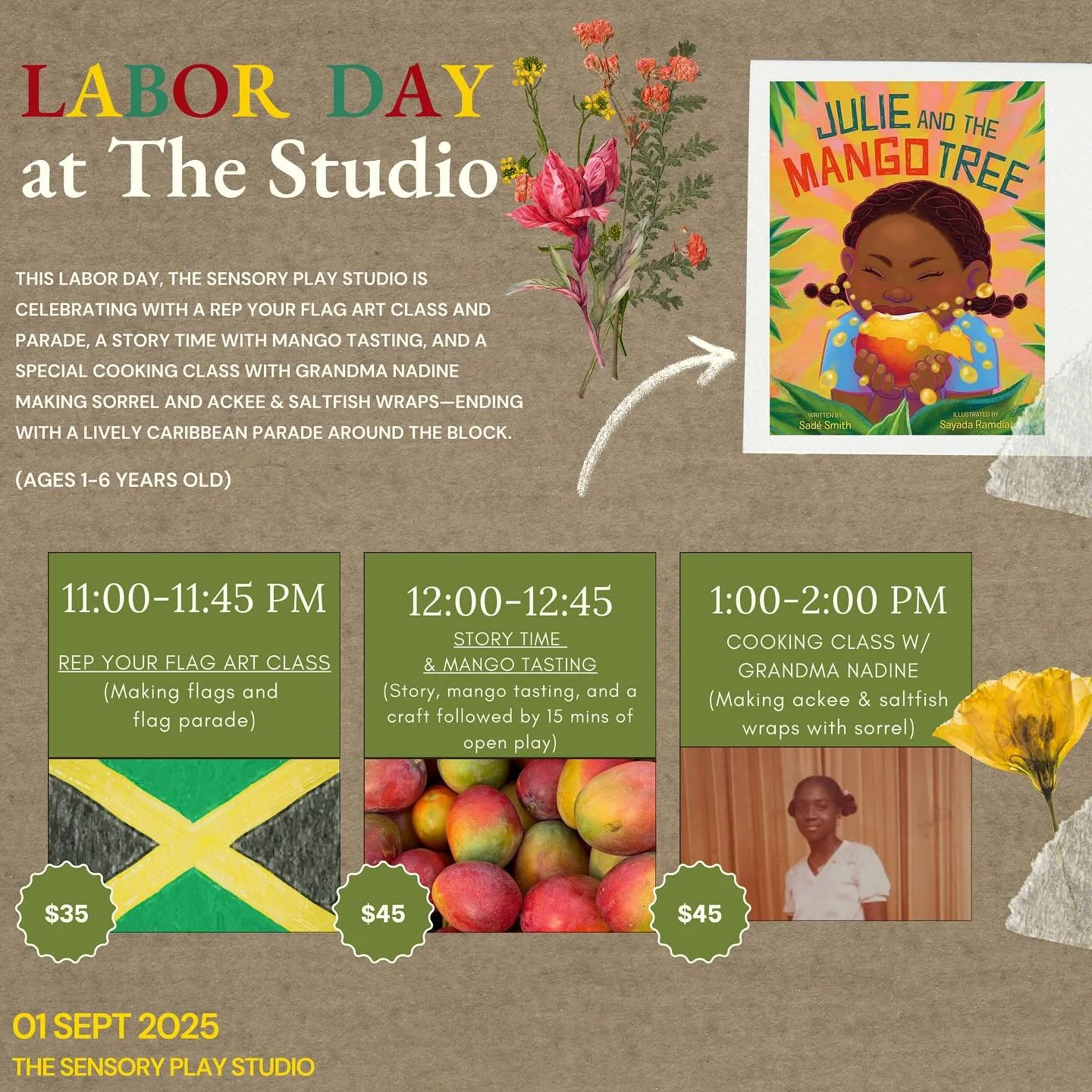 Labor Day at The Sensory Play Studio with flags, mangoes, and cooking ackee & saltfish with Grandma Nadine! 🇯🇲
Click the link in our bio to register for a Labor Day activity!