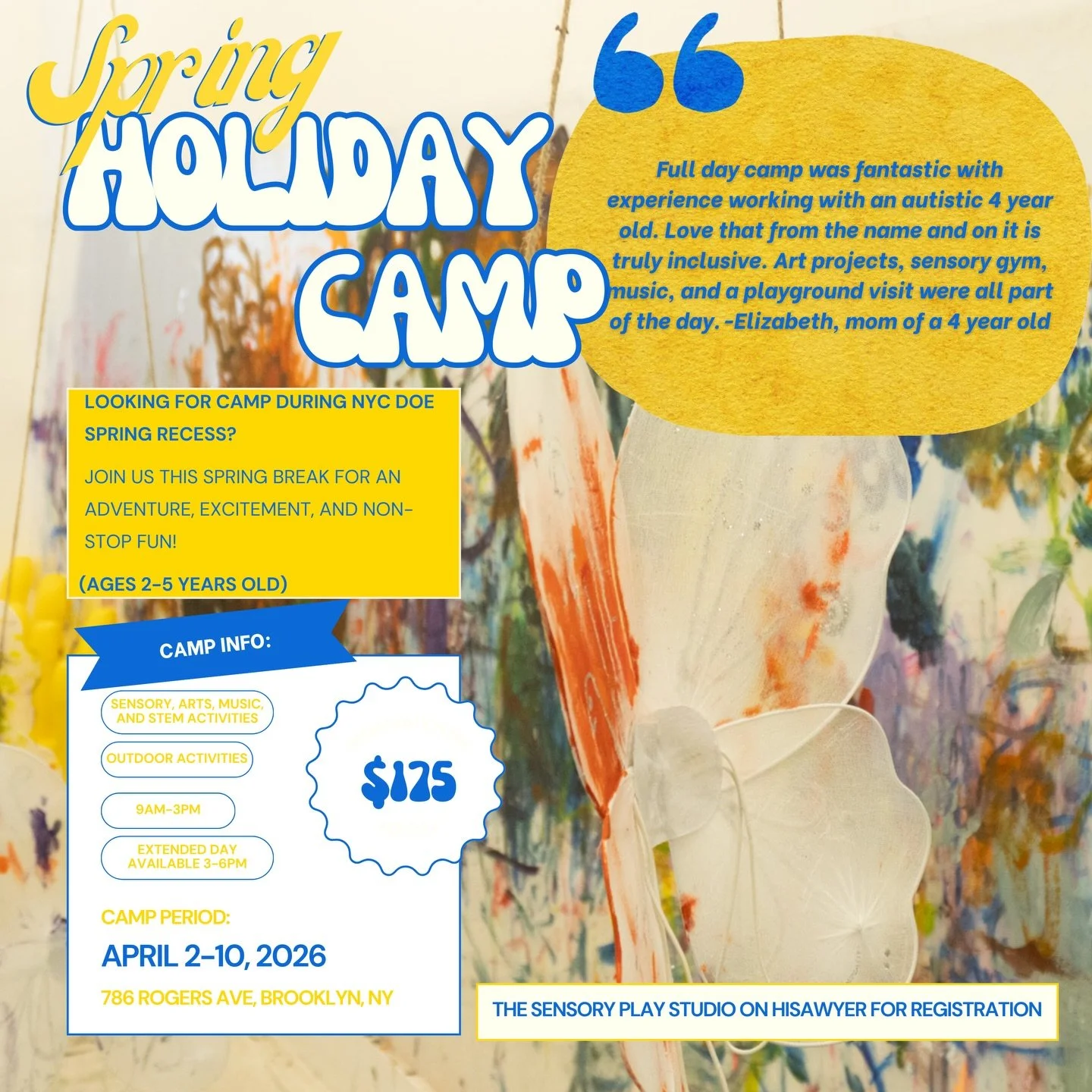 Spring Holiday Camp is here! Play, create, and explore all spring break at The Studio! Link in bio to register💛