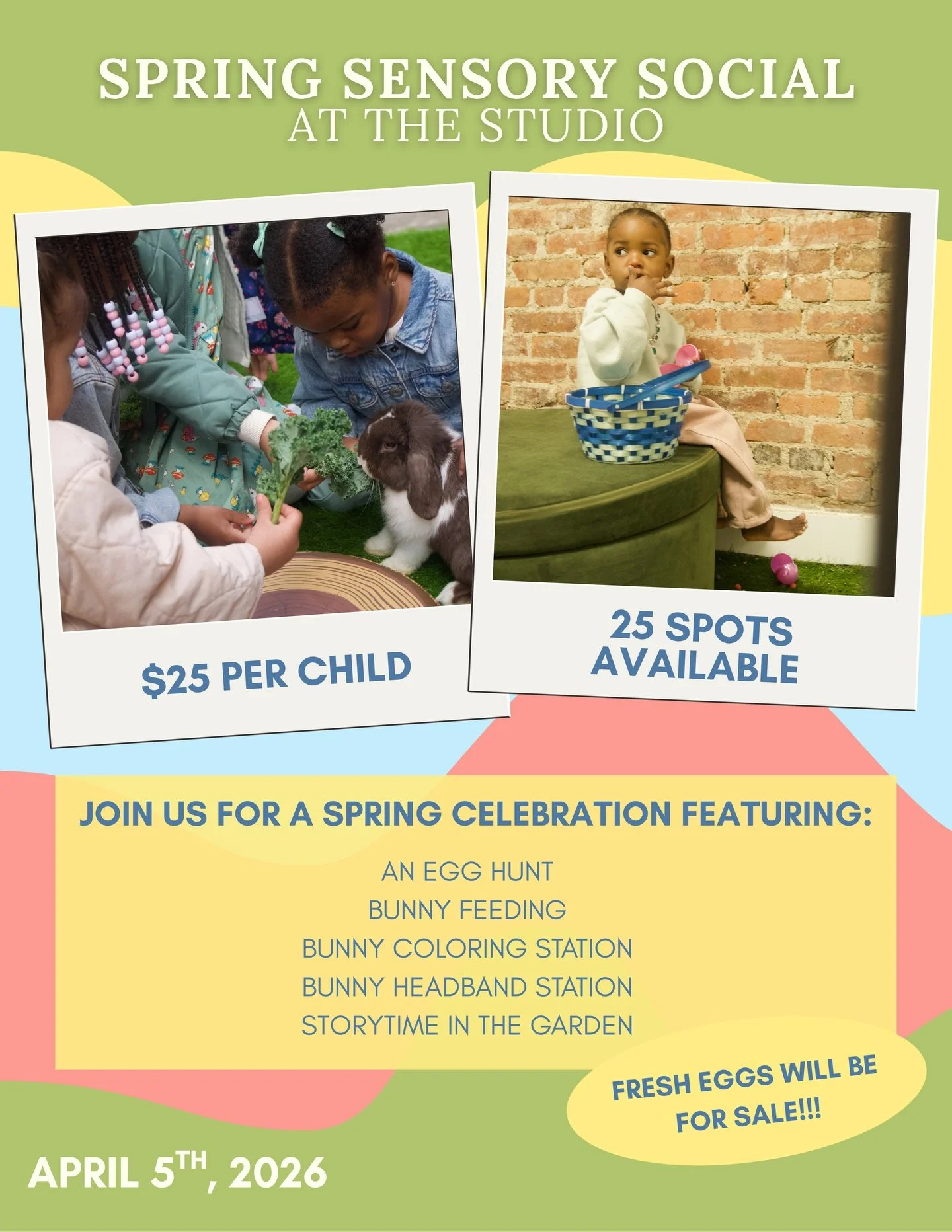 Join us April 5th for a spring sensory social at The Studio!🥚🌼
Click the link in our bio to grab a ticket!