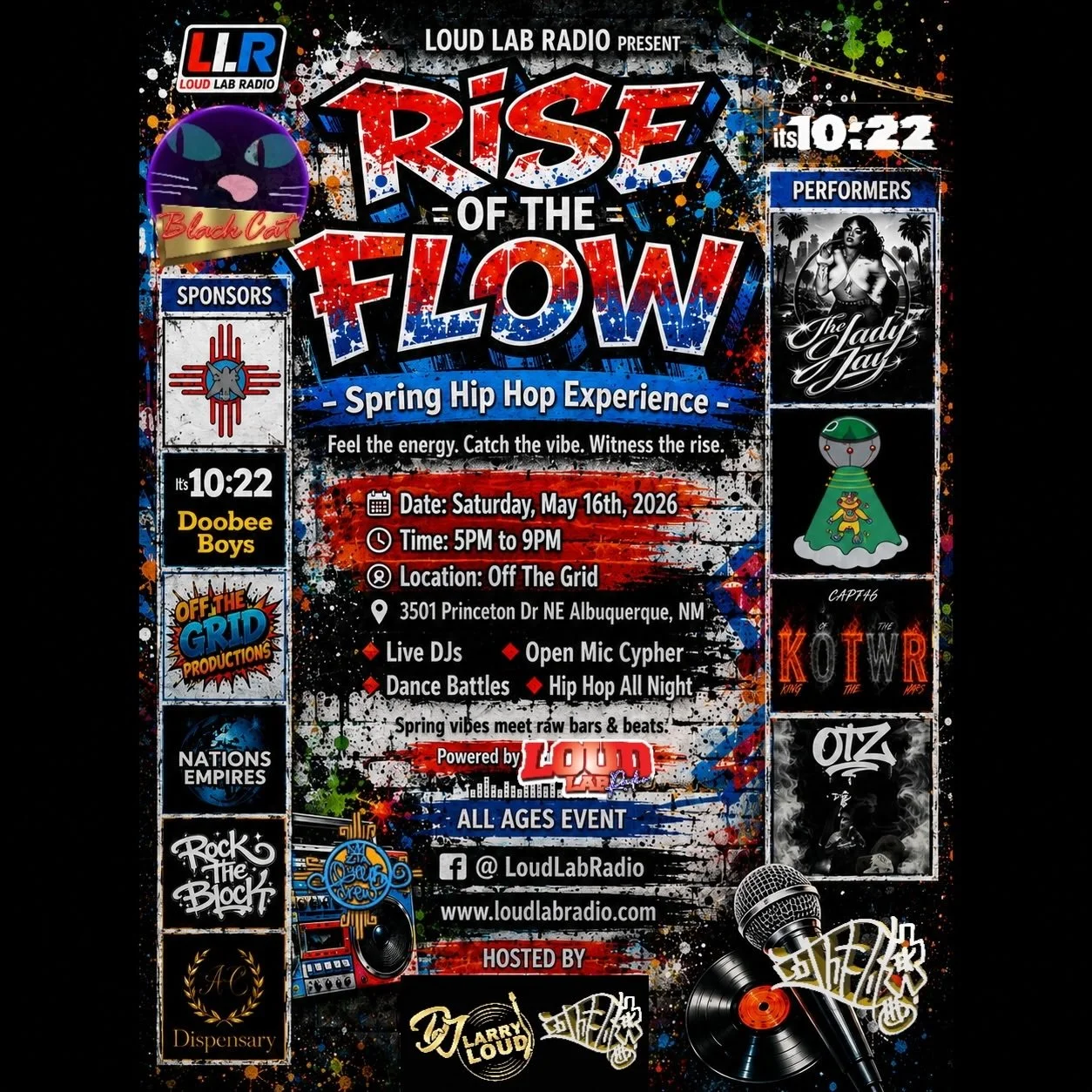 Tomorrow it&rsquo;s going down #riseoftheflow location = @offthegridabq at @theshopnm  5-9