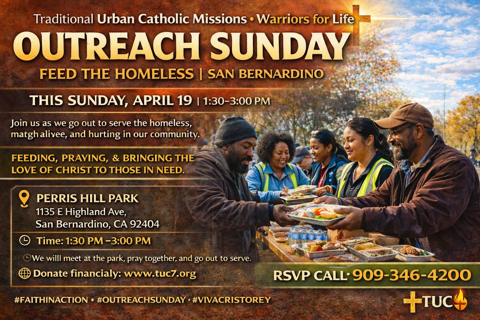 Outreach Sunday – Feed the Homeless | San BernardinoPraise King Jesus.Join us this Sunday, April 19 as we go out to 