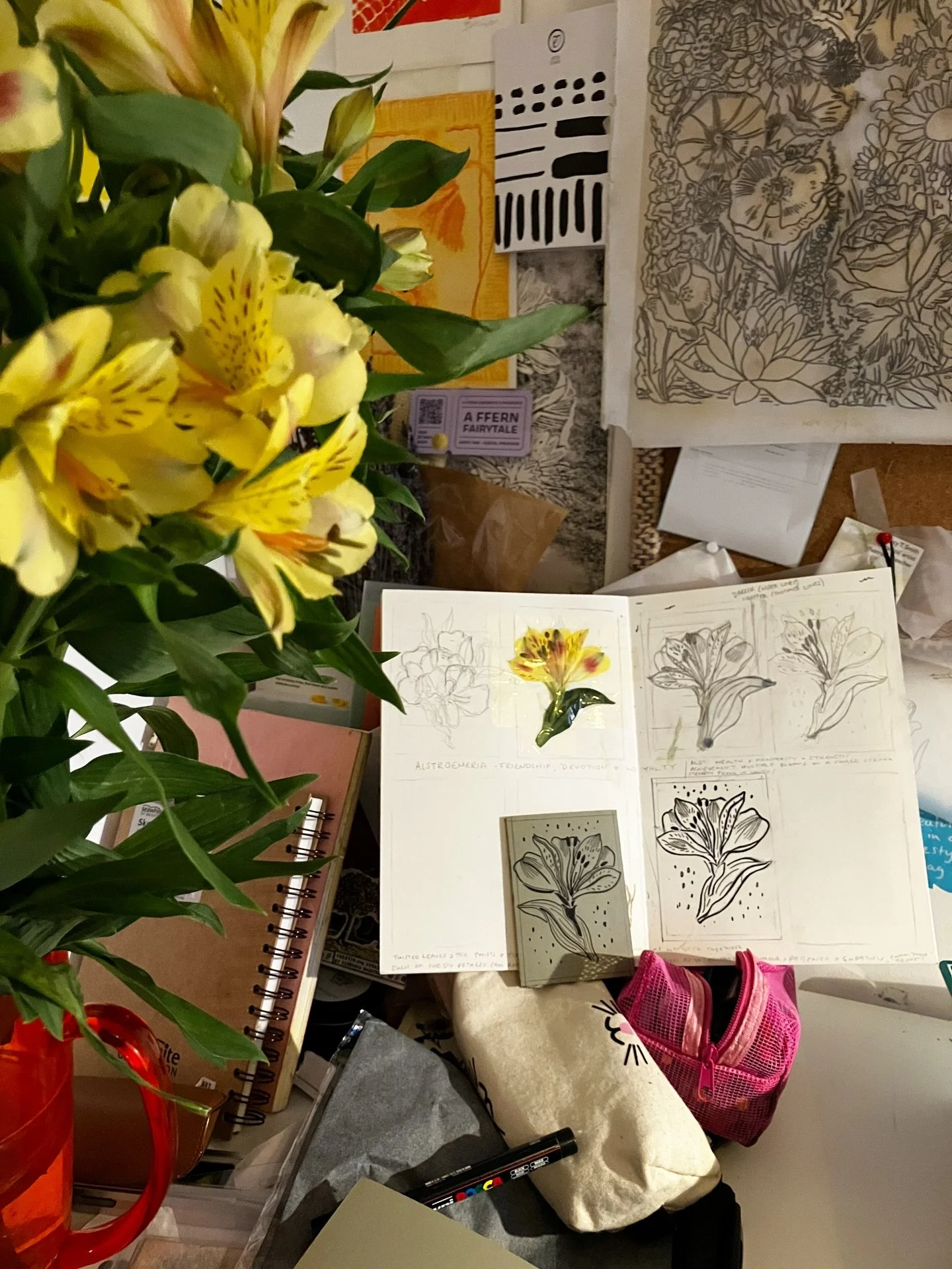 Process&hellip;

Astrid and Asta
Metallic Gold or Matte Black 
A7 Lino print
Available on www.floralrecall.com