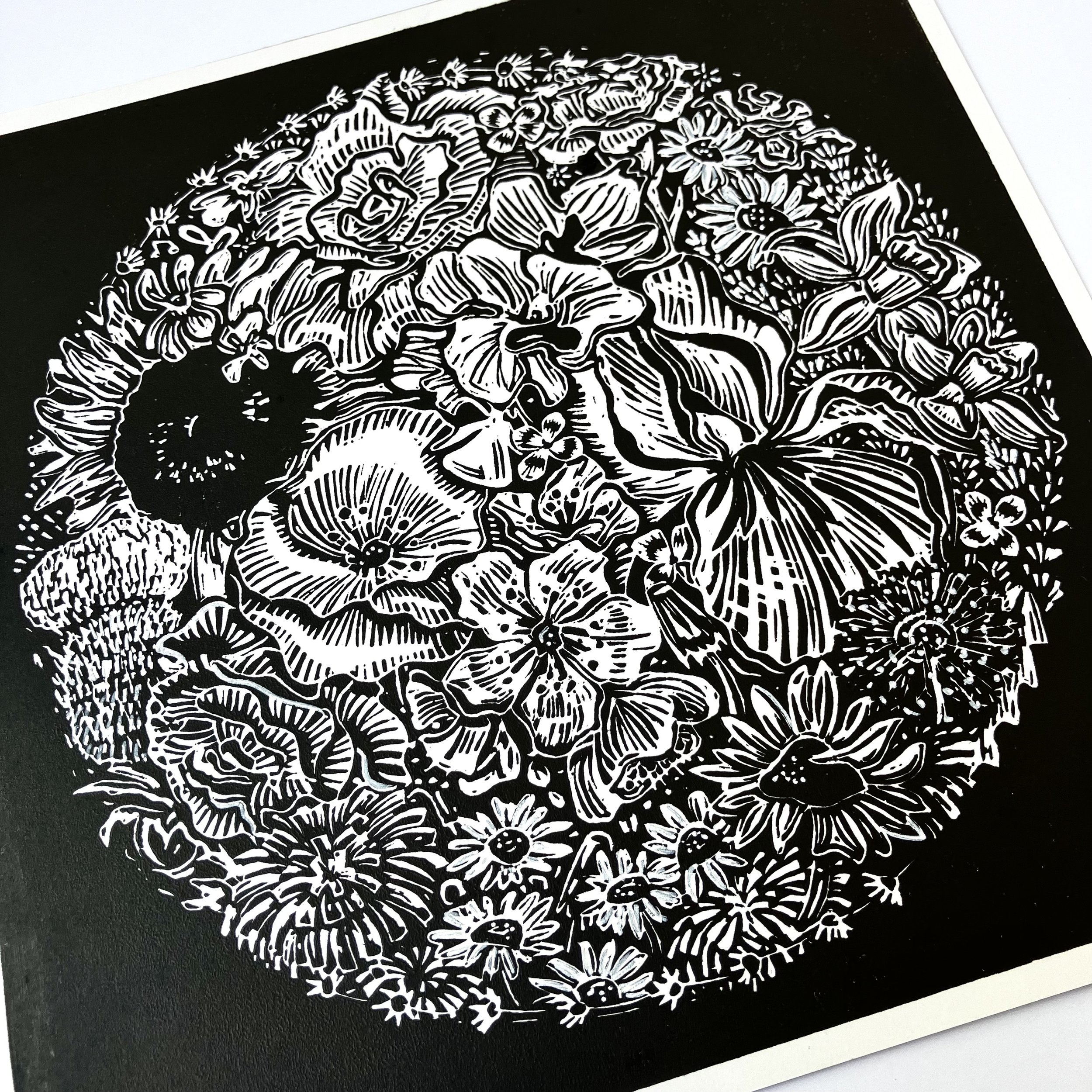 THE BLOOM MIX -  LINO PRINT | ORIGINAL ARTWORK