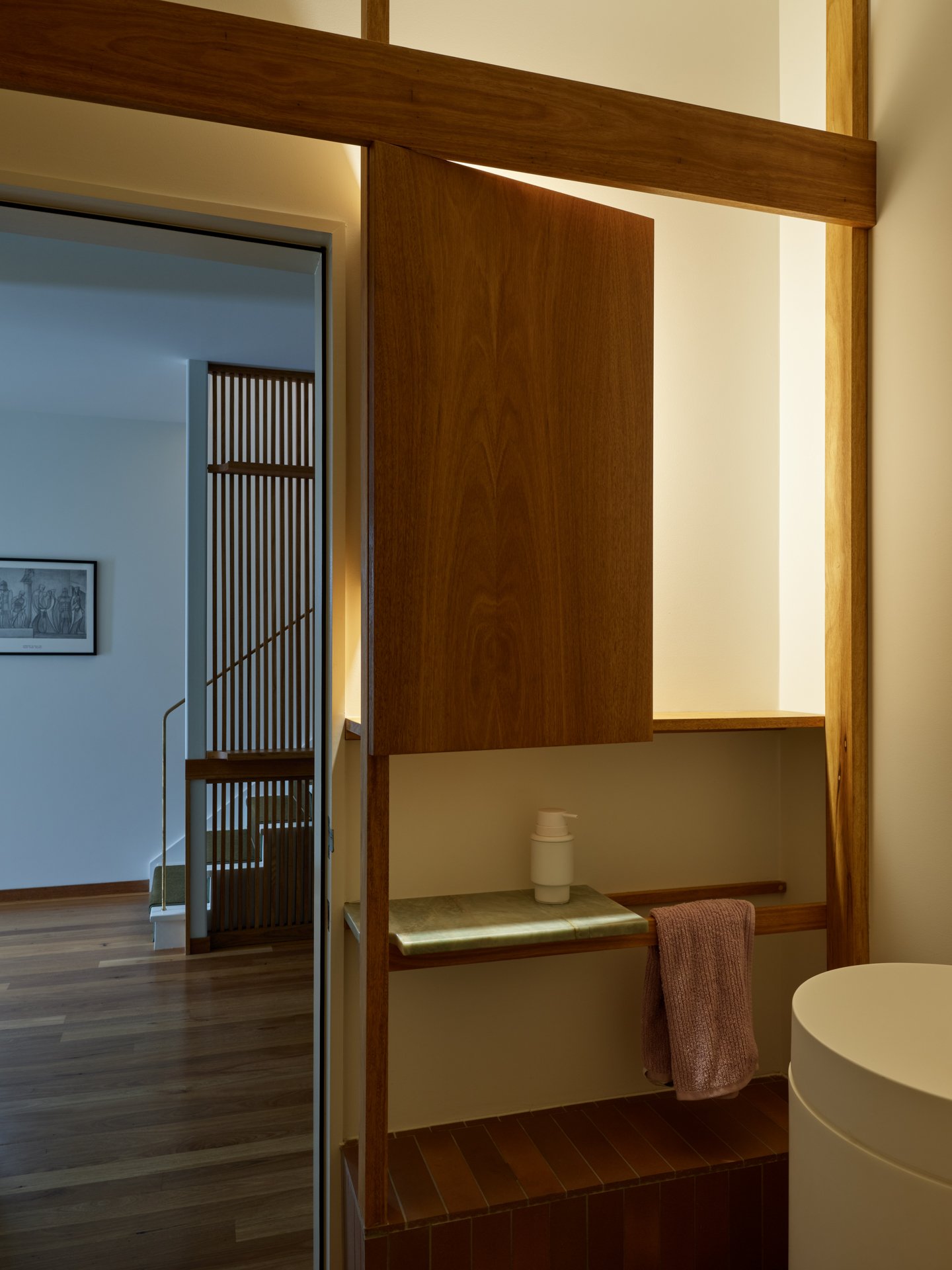 Powder Room custom cabinetry - Bespoke renovation to home in New Farm, Brisbane, by Allen Brothers Construction.
