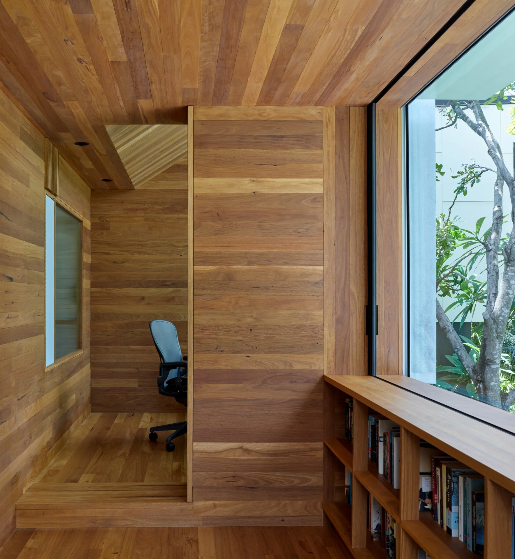 Custom timber wall and ceiling paneling - Bespoke renovation to home in New Farm, Brisbane, by Allen Brothers Construction.