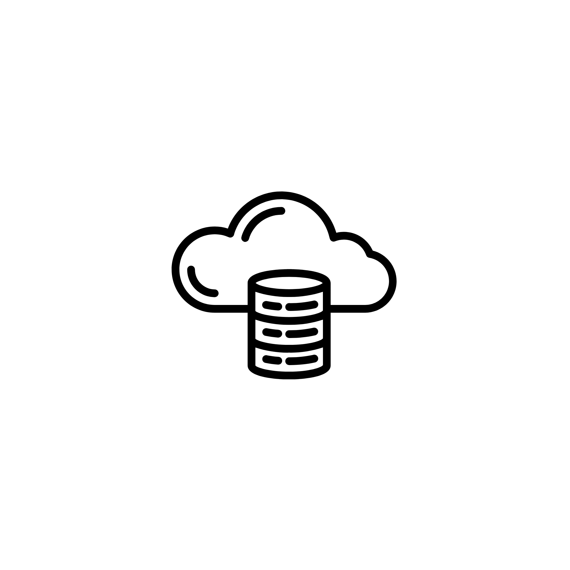 A simple line drawing of a cloud with a stack of coins underneath.