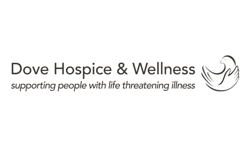 Dove Hospice & Wellness logo with a dove illustration and the tagline supporting people with life threatening illness.