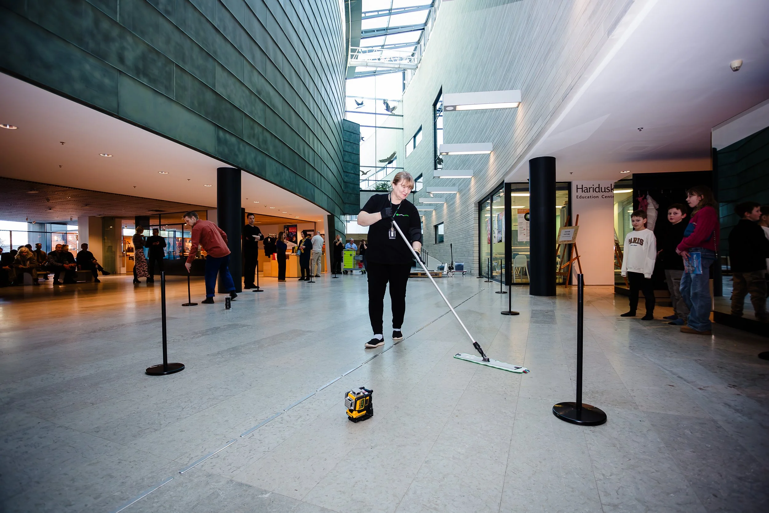 Performance and installation process of Failed Attempt#1 (democary), Kumu Art museum, February 2026. Photo: Karolin Köster