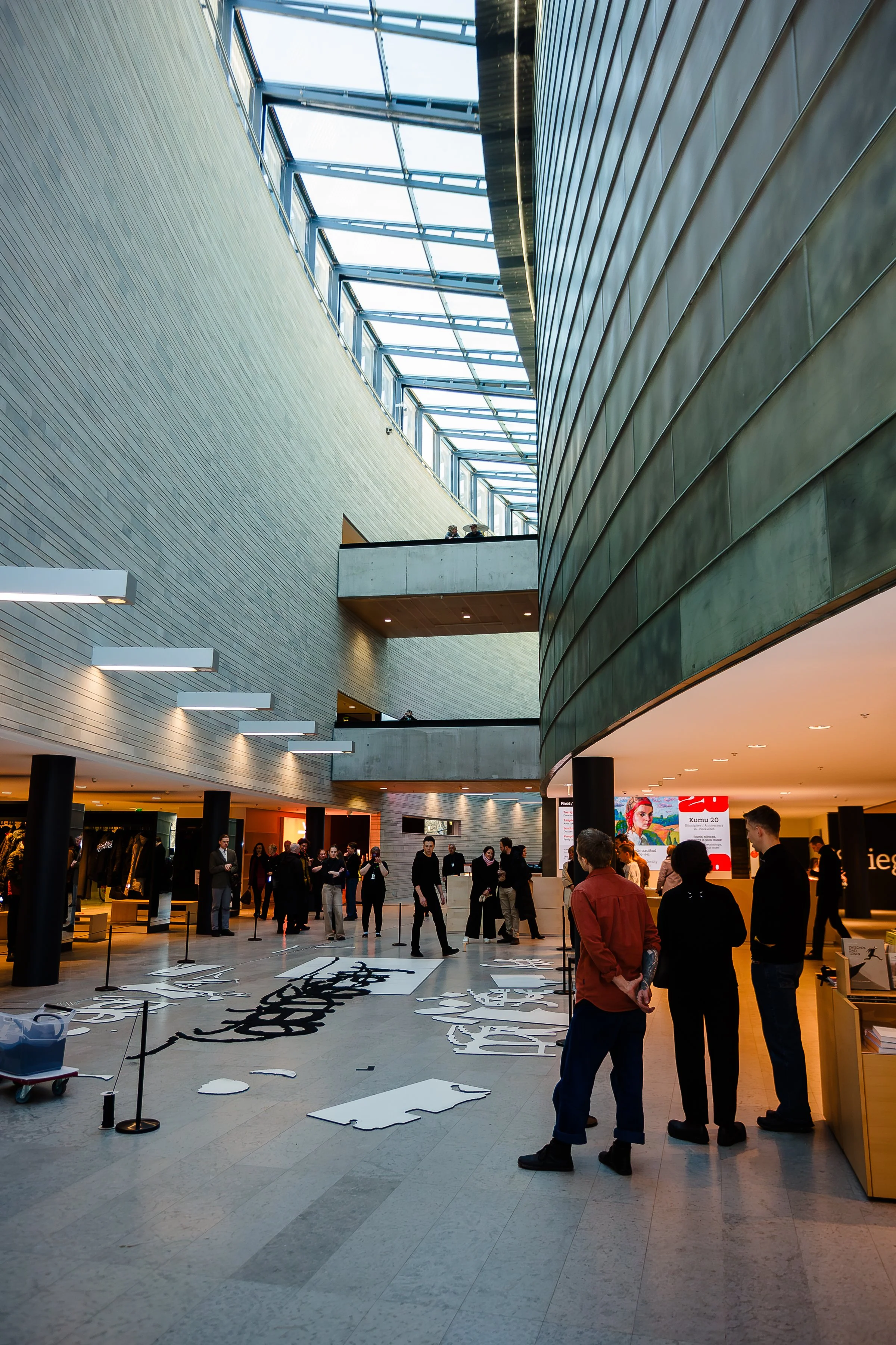 Performance and installation process of Failed Attempt#1 (democary), Kumu Art museum, February 2026. Photo: Karolin Köster