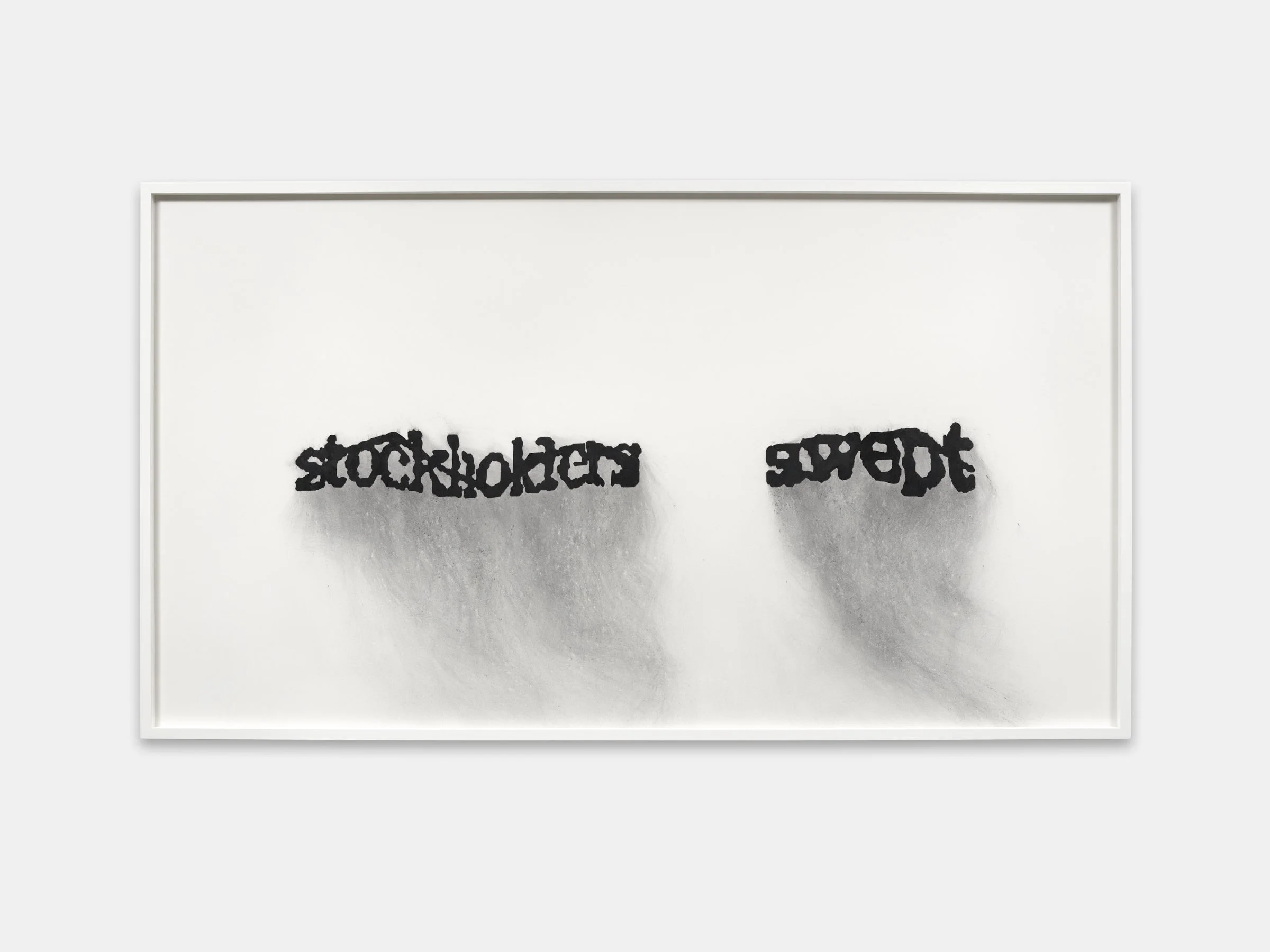 Andreas Albrectsen 'Untitled (Stockholders Swept)' 2026. Charcoal on mounted paper. 100 x 180 cm. Photo: Malle Madsen