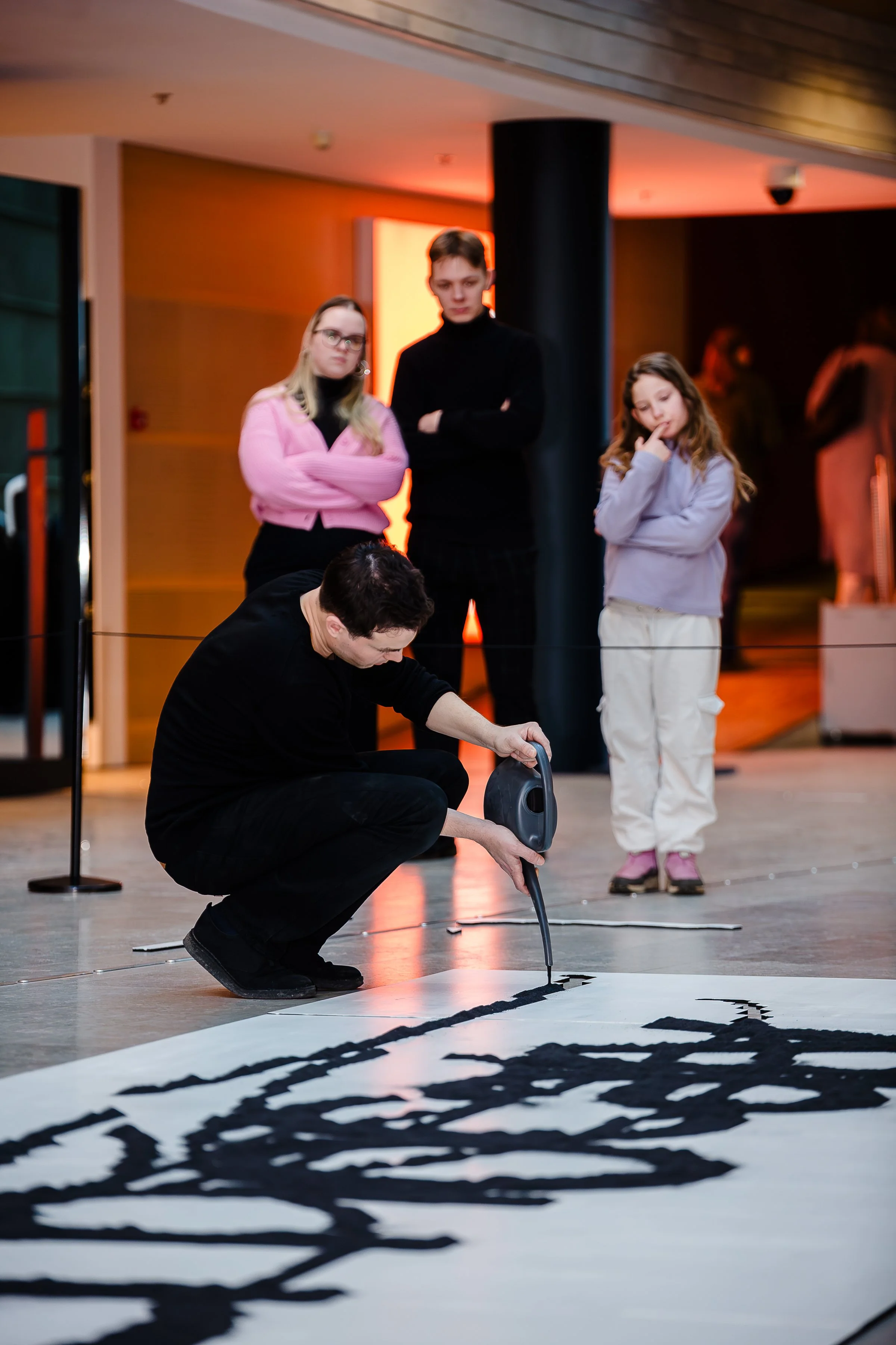 Performance and installation process of Failed Attempt#1 (democary), Kumu Art museum, February 2026. Photo: Karolin Köster