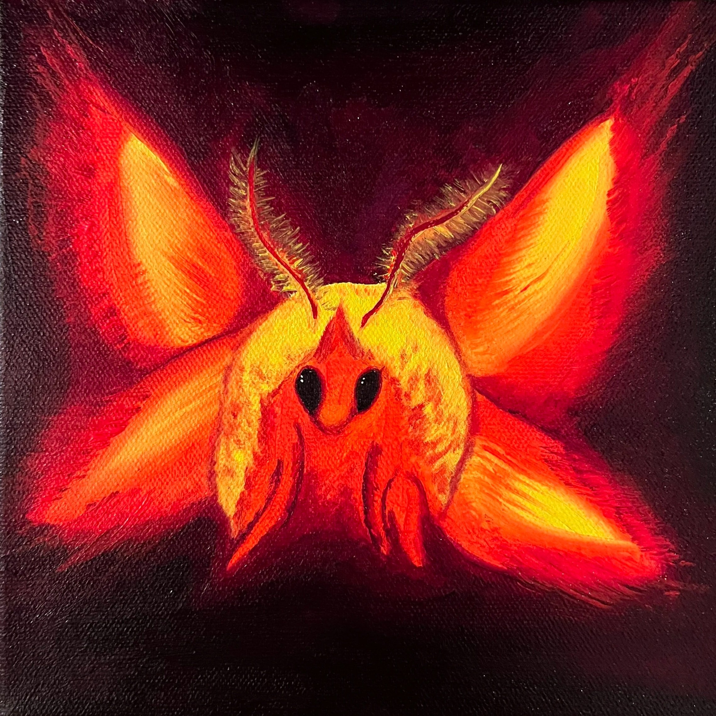 “Candy Wings” (2026), unframed oil on canvas, 20.3 x 20.3 x 4.5cm