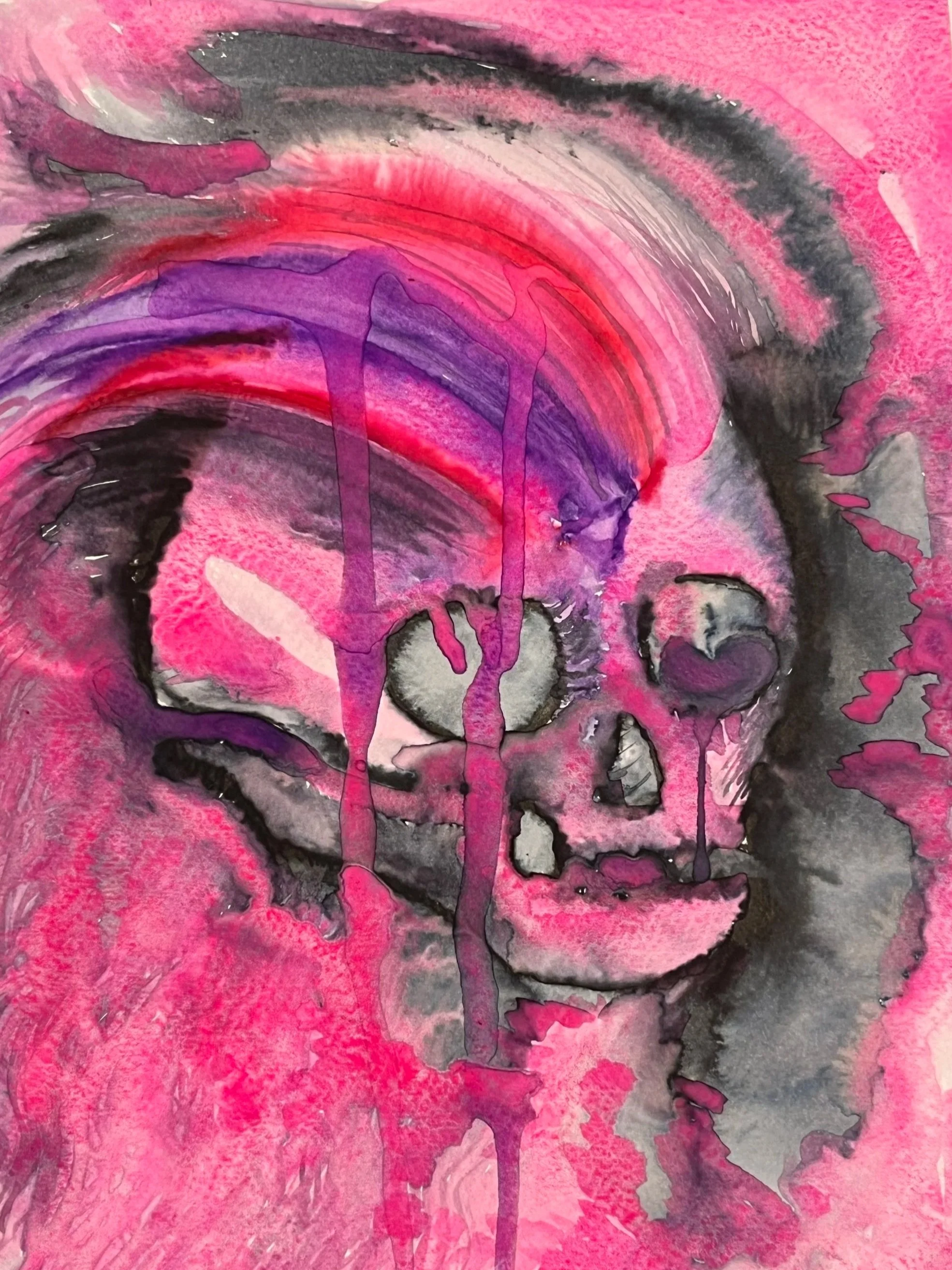 “Mohawk” (2024),  framed watercolour and ink on paper, 32 x 45 x 3.5cm