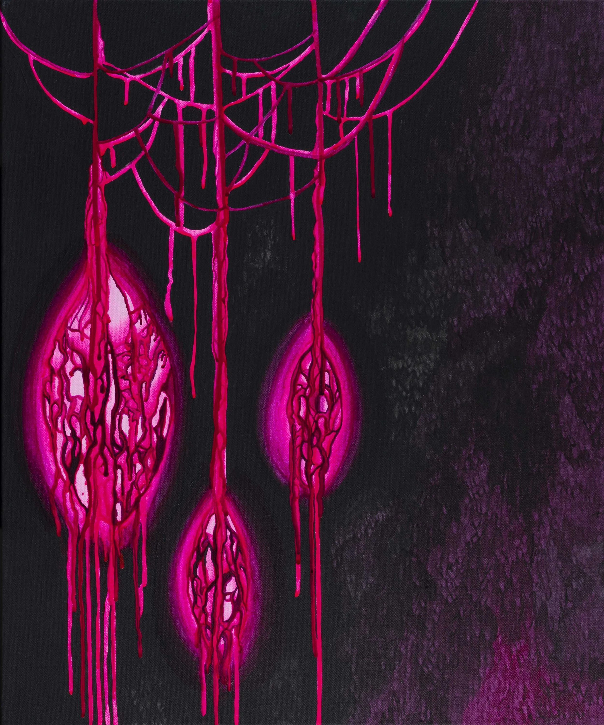 "Oozing" (2024), framed acrylic on canvas, 53 x 63 x 5cm