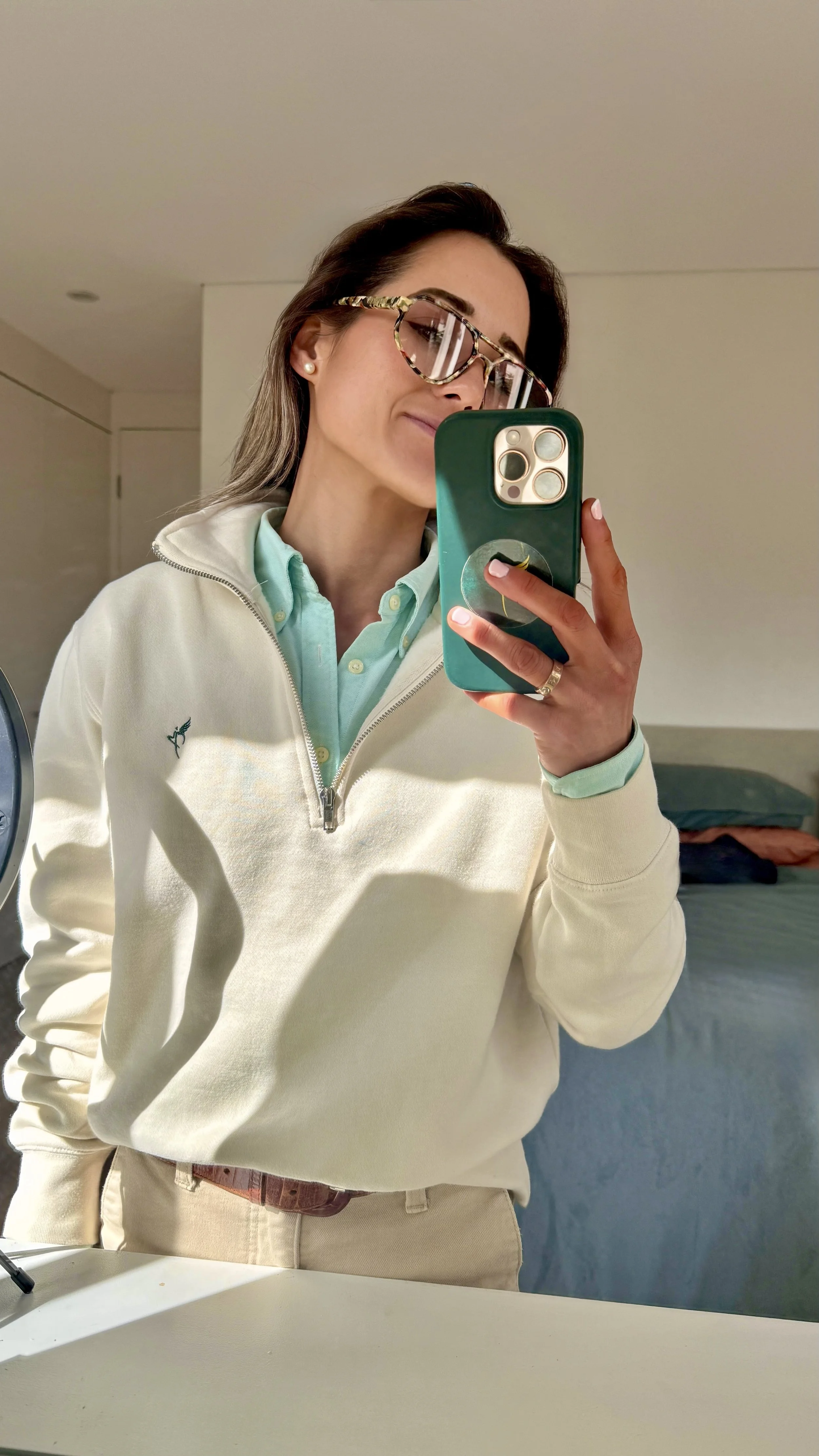 The Conscious Half-Zip Foenix Crew - Ecru Women's