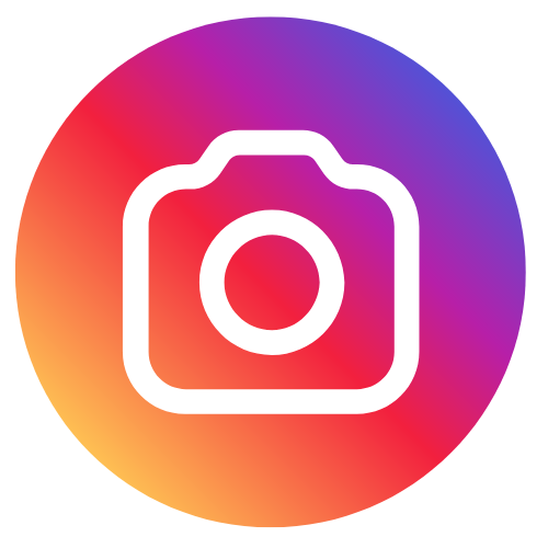 Instagram logo with gradient background of pink, orange, purple, and yellow.