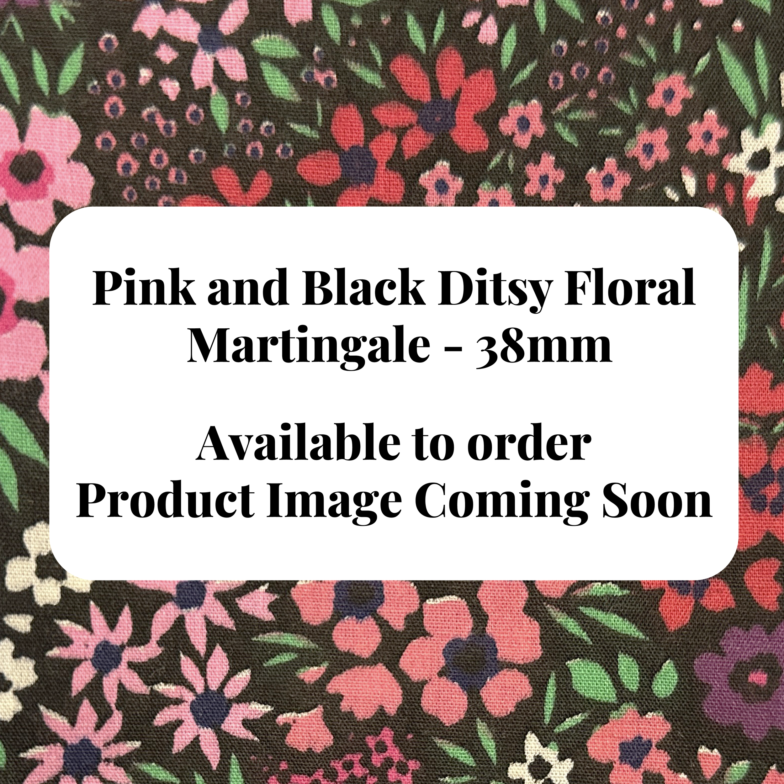 Martingale Dog Collar — Pink and Black Ditsy Floral — 38mm