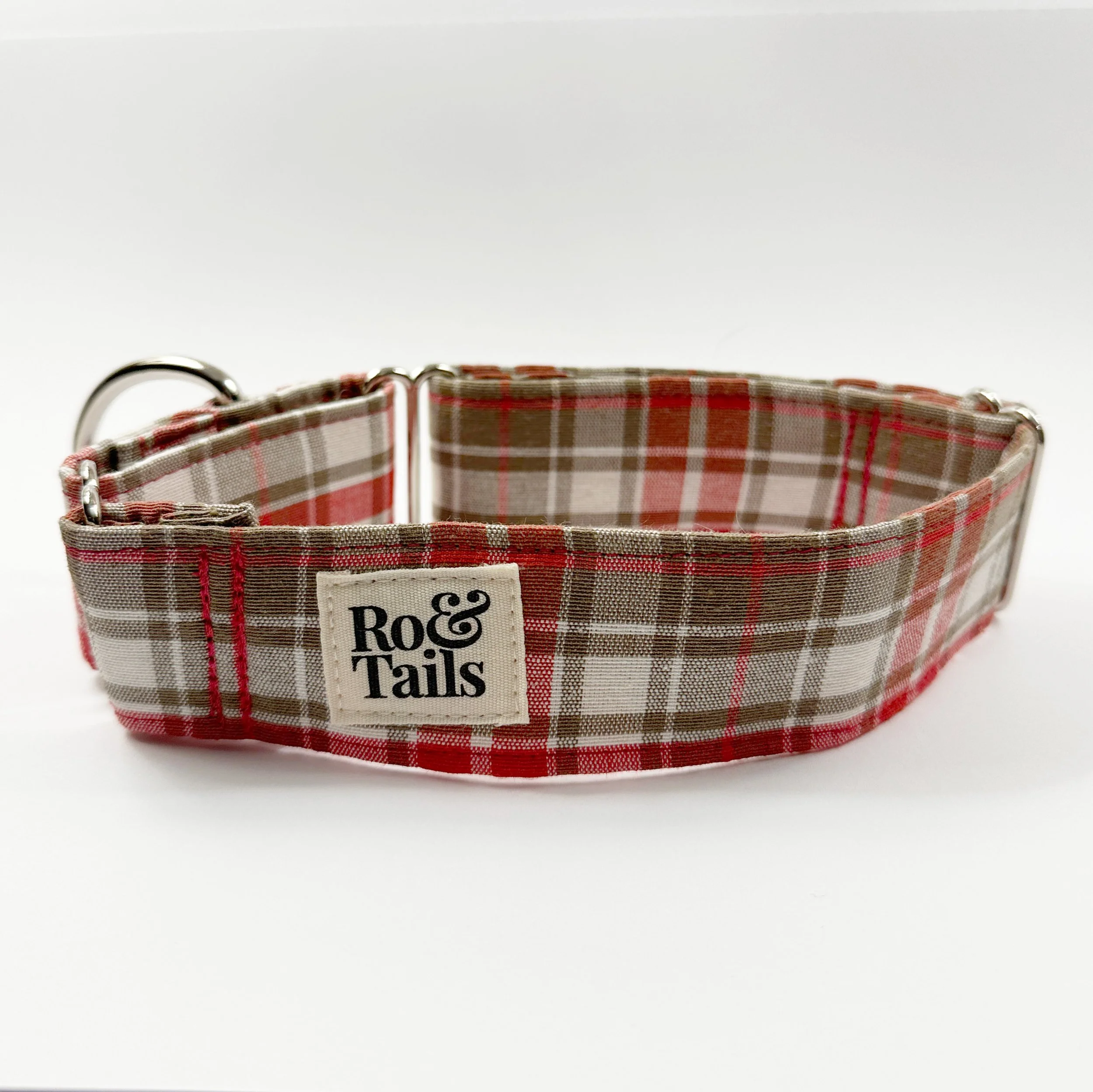 Martingale Dog Collar — Khaki and Red Tartan — 38mm