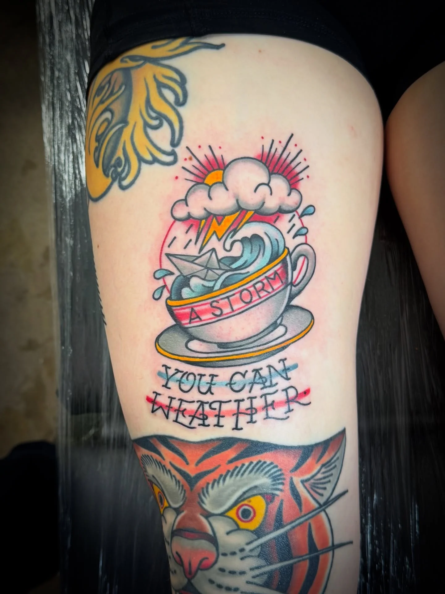 A Storm You Can Weather.
Taking bookings @valentinestattoostudio goldsmithtattoo@gmail.com #tattoo #tattooartist #traditional #traditionaltattoo #leamingtonspa #loveleam #leamingtonspatattoo #goldsmithtattooer #warwickshire 
#valentinestattoostudio #
