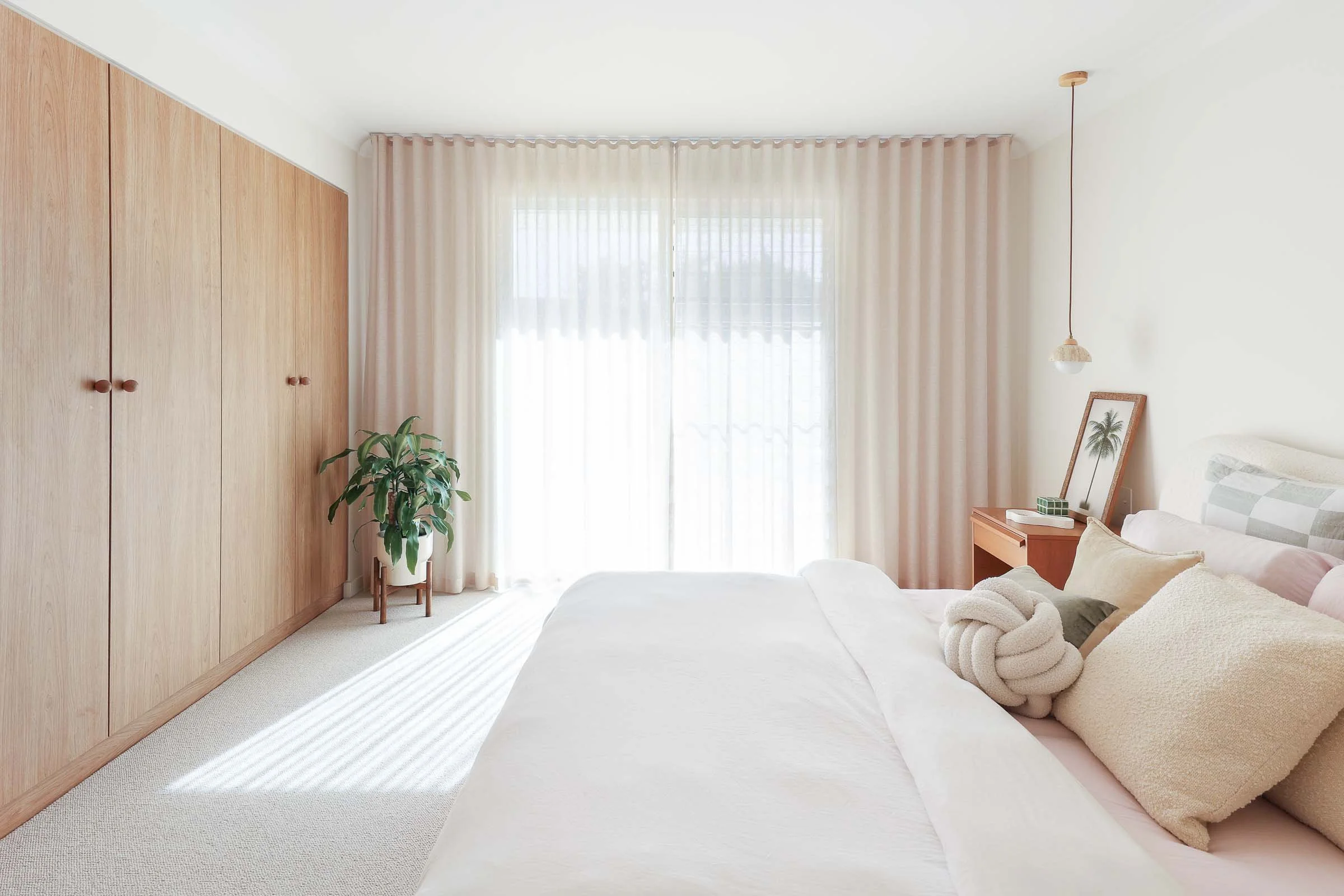 coastal bedroom neutral interior wood wardrobe