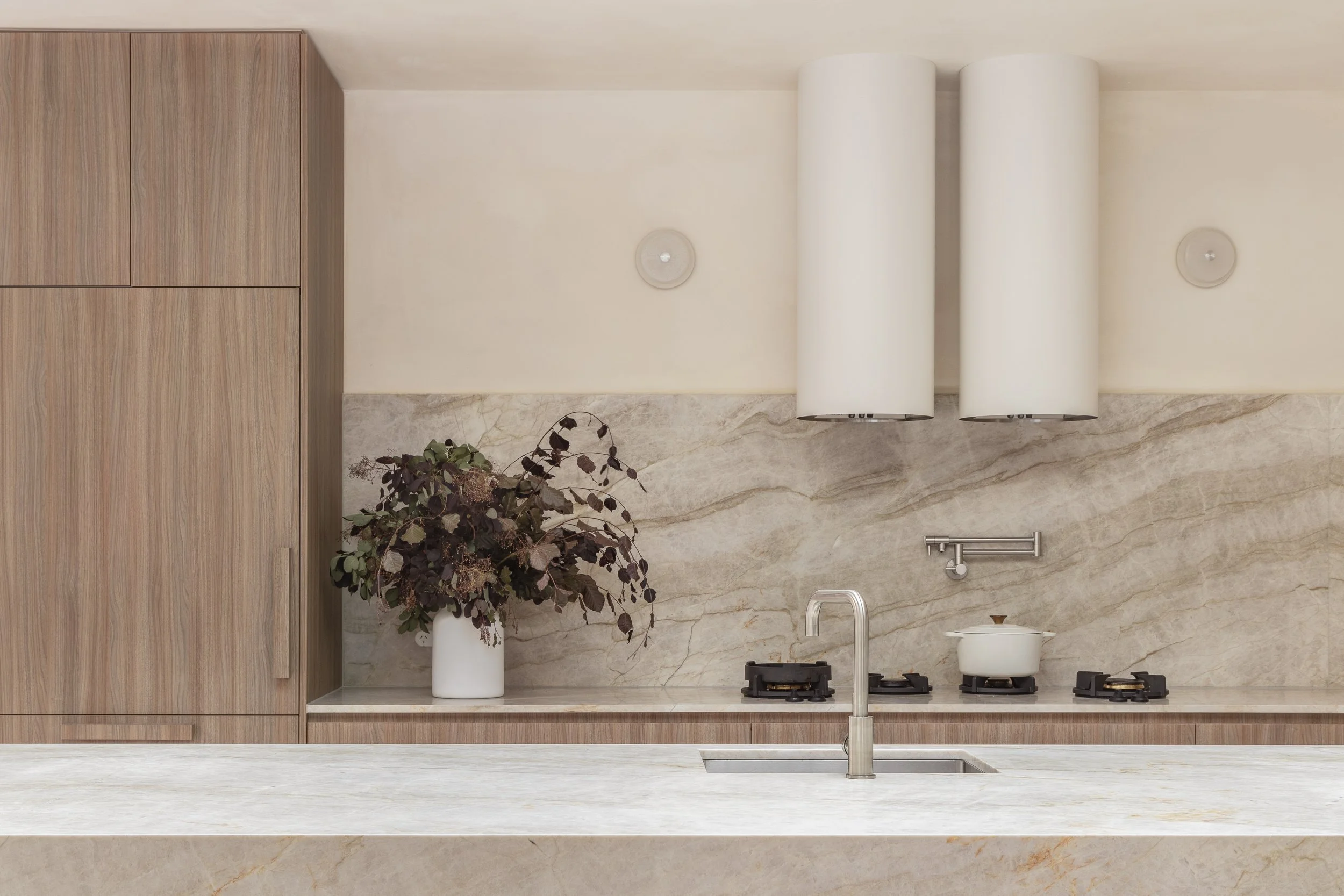 the valle casa mid century modern grey stone kitchen pot filler