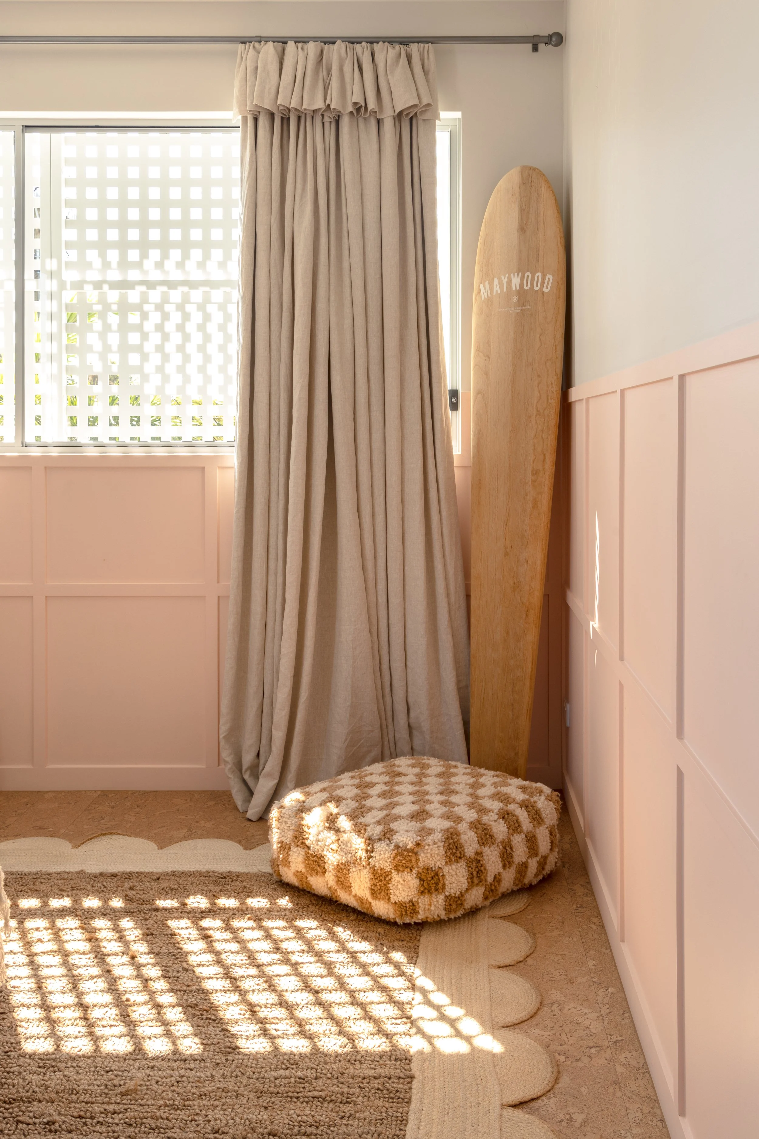 pink little coastal girls room 