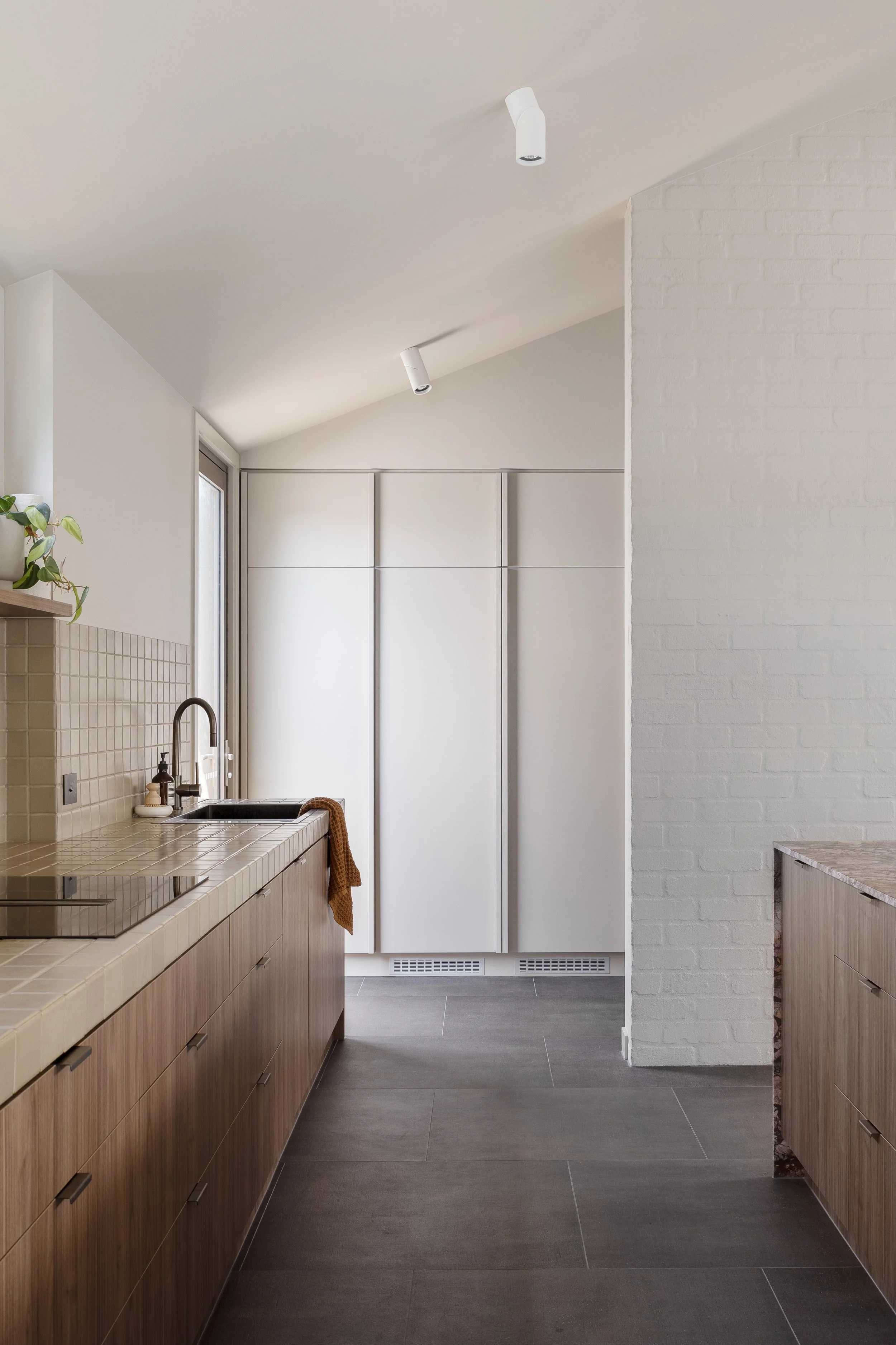 slanted roof architecture kitchen and butlers pantry