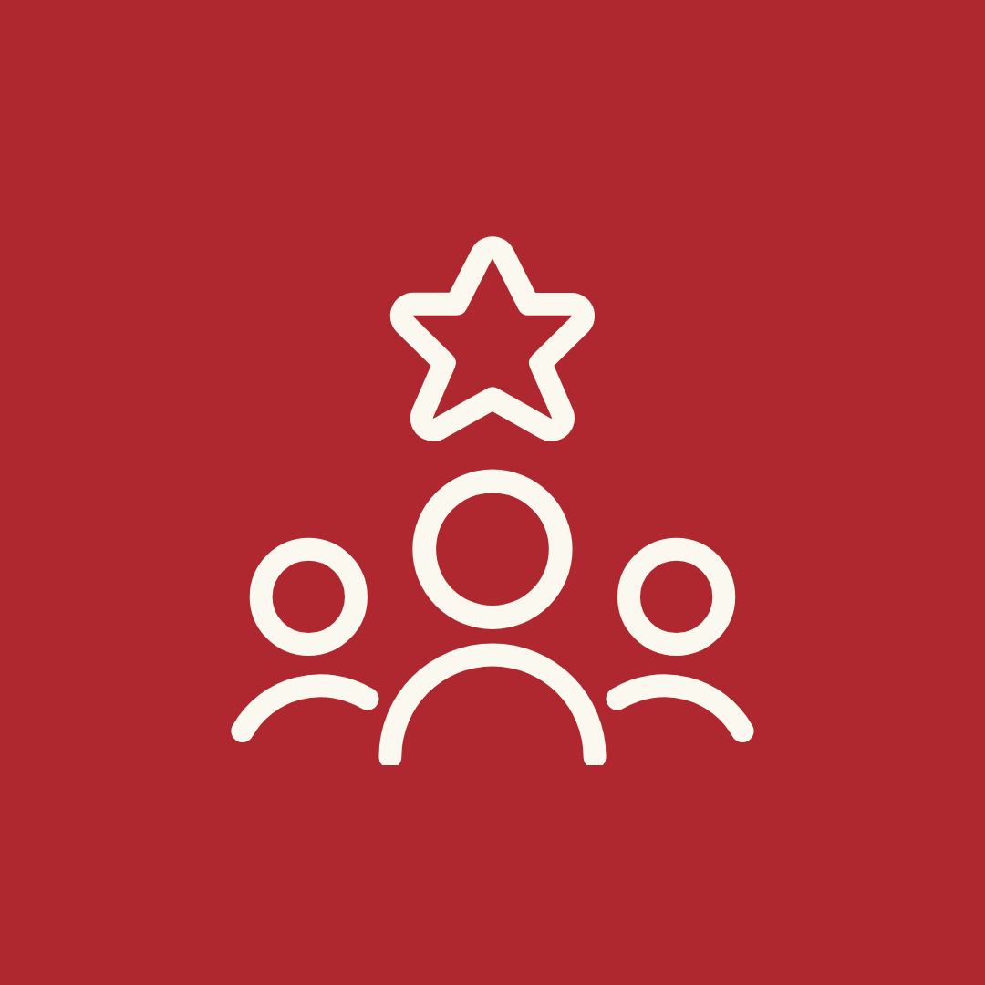 A white funnel icon with arrows pointing downward on a red background.