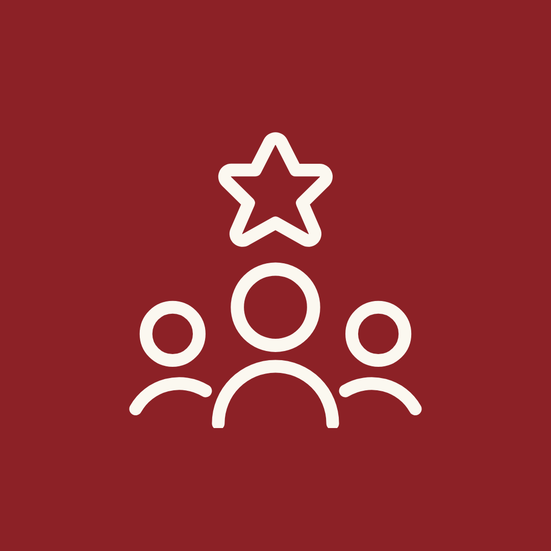 A white funnel icon with arrows pointing downward on a red background.