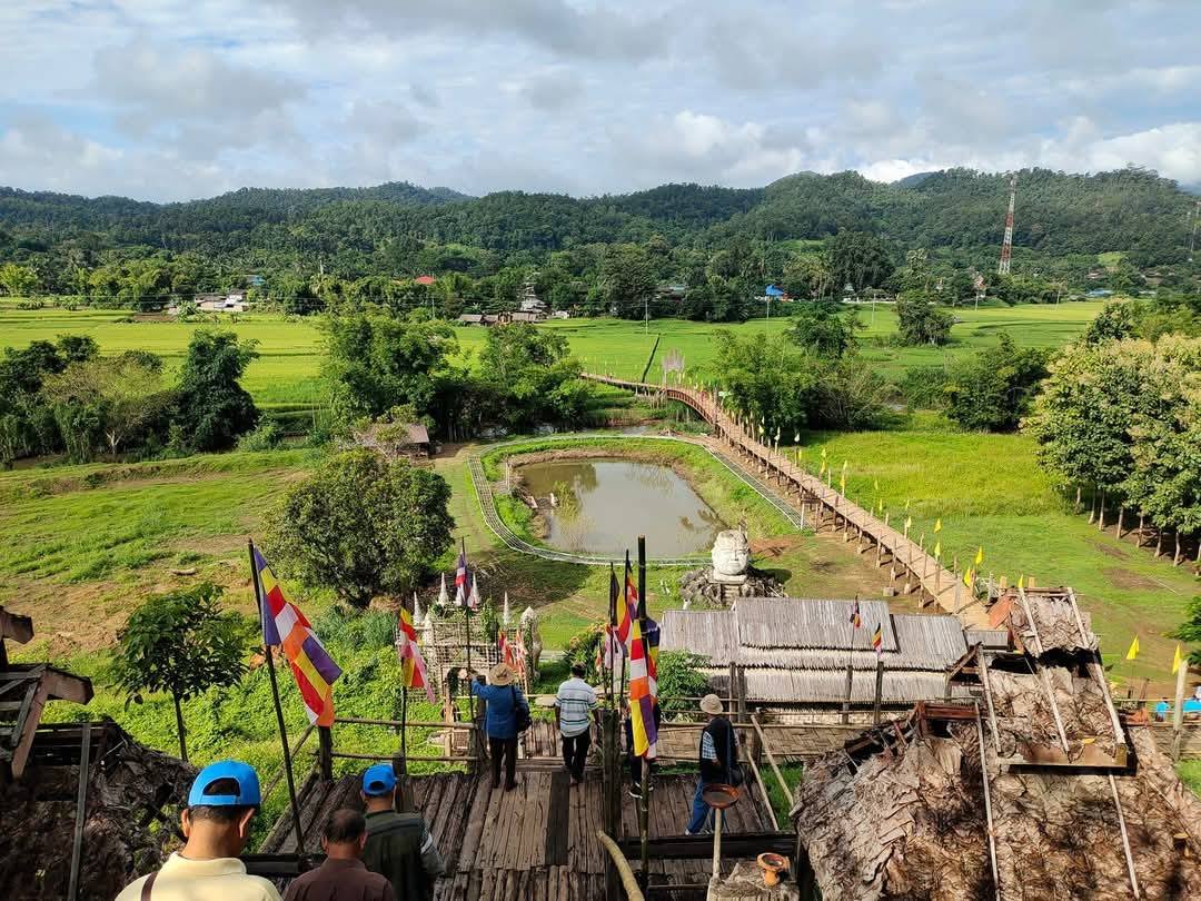 A beautiful view of bamboo bridge looking from Wat Pa Huai Kai Khiri, Mae Hong Sorn