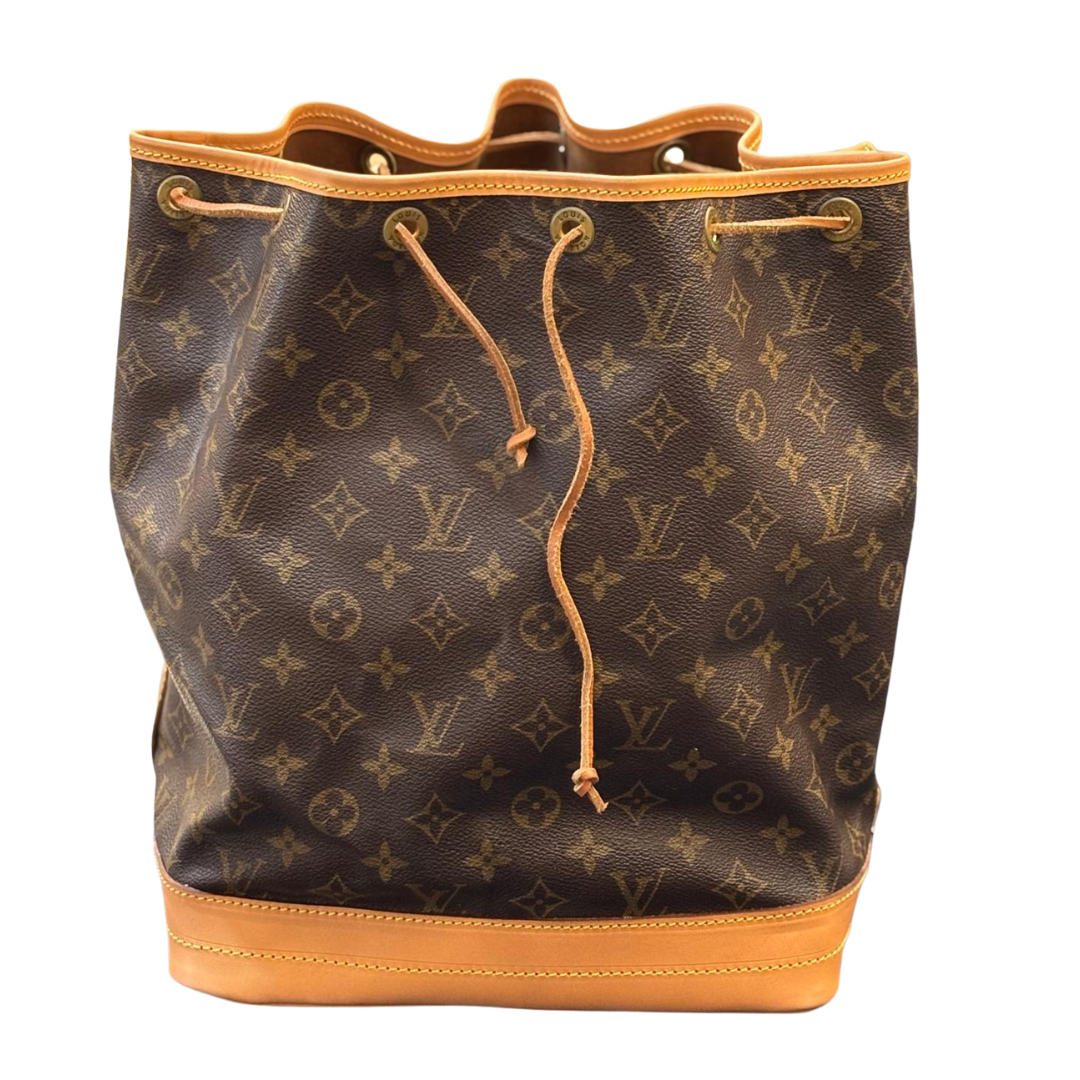 Louis Vuitton Ledertasche mit Monogramm-Design, Braun mit Camel-Akzenten.