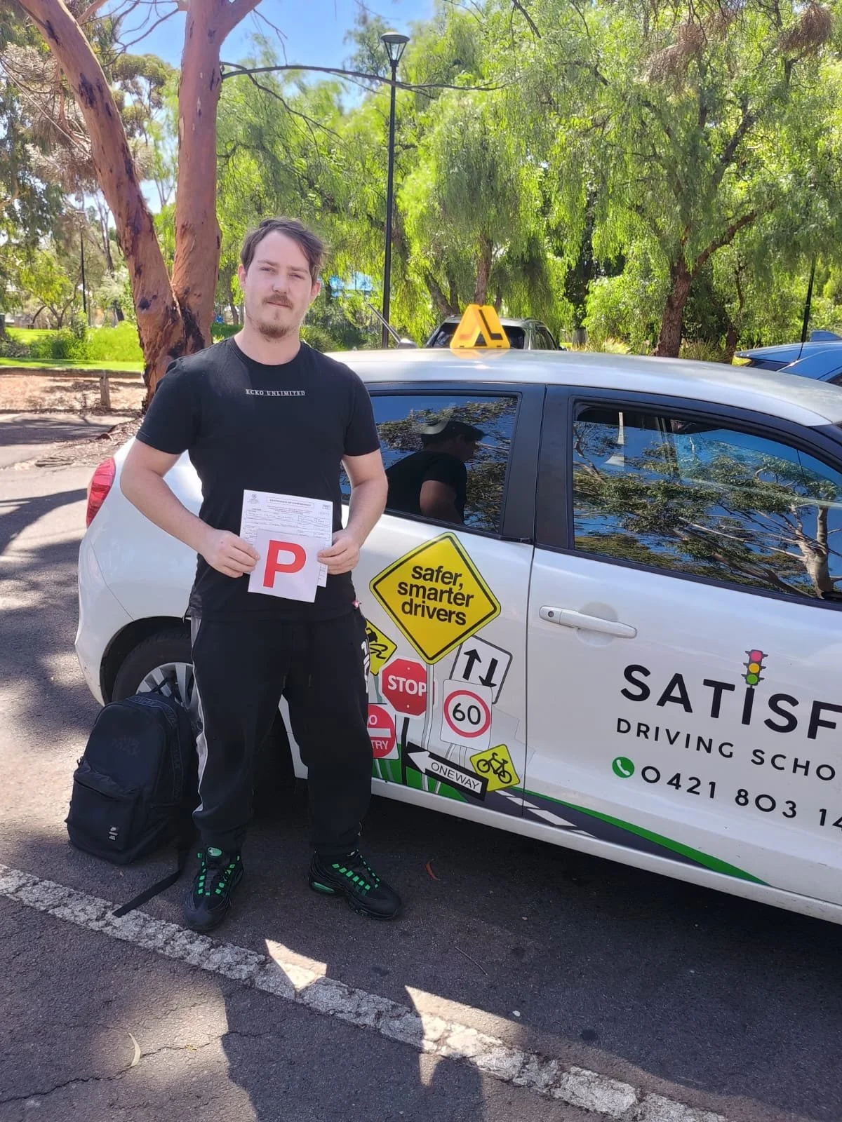 A student got P plates driving school vehicle