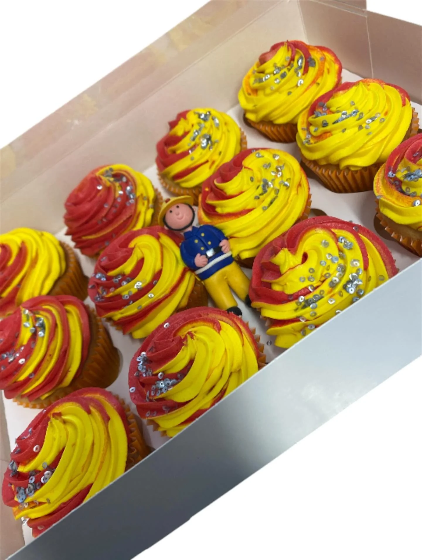 Fire themed simple cupcakes for the fire service