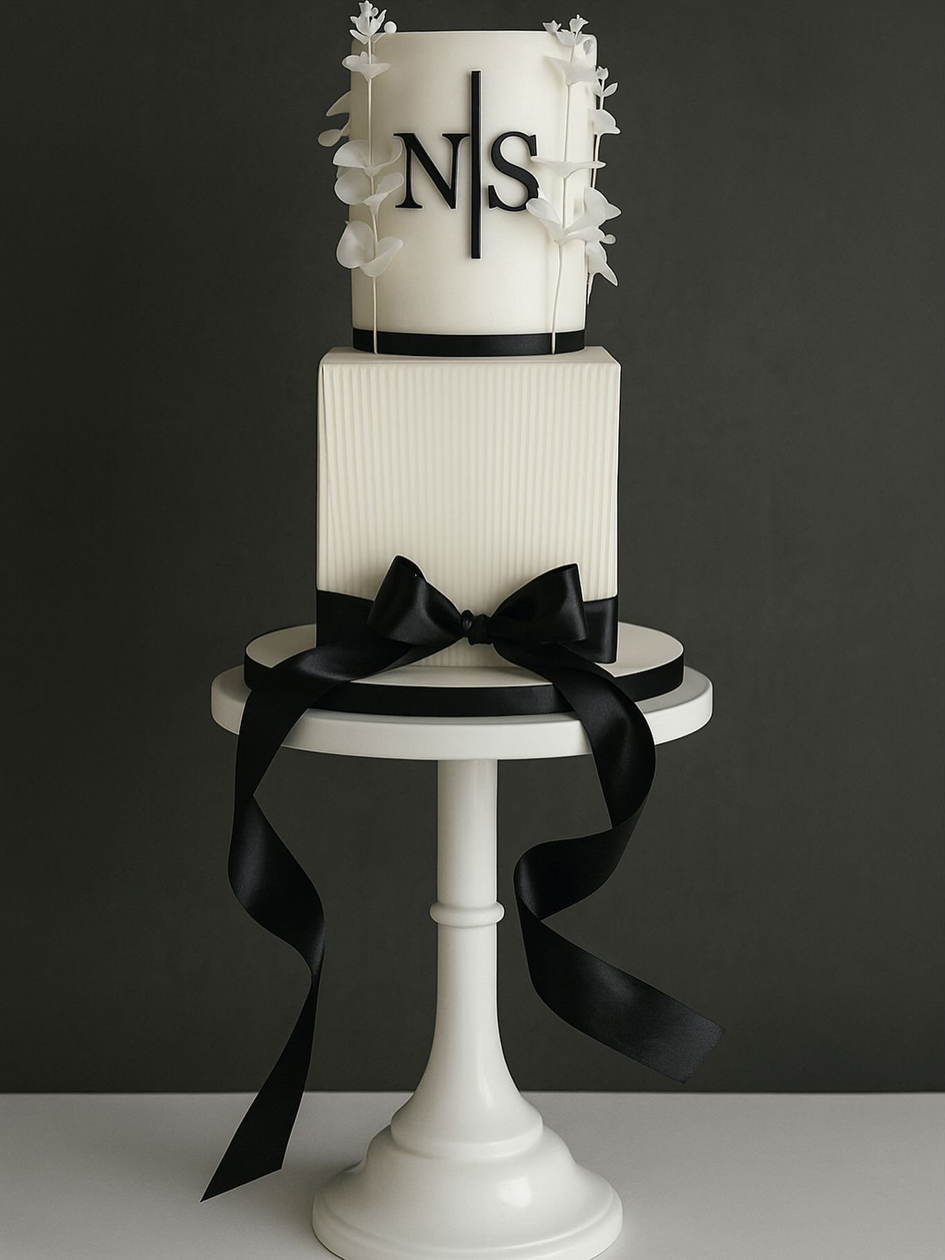 Gorgeous modern white with black detailing #weddingcake #solihullweddings