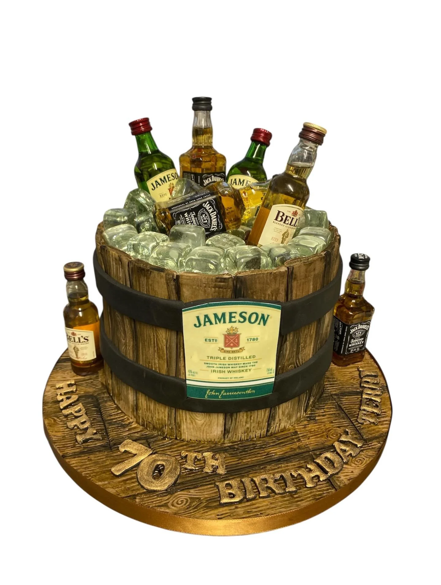 Always popular the barrel cake  Customer supplied the whisky
