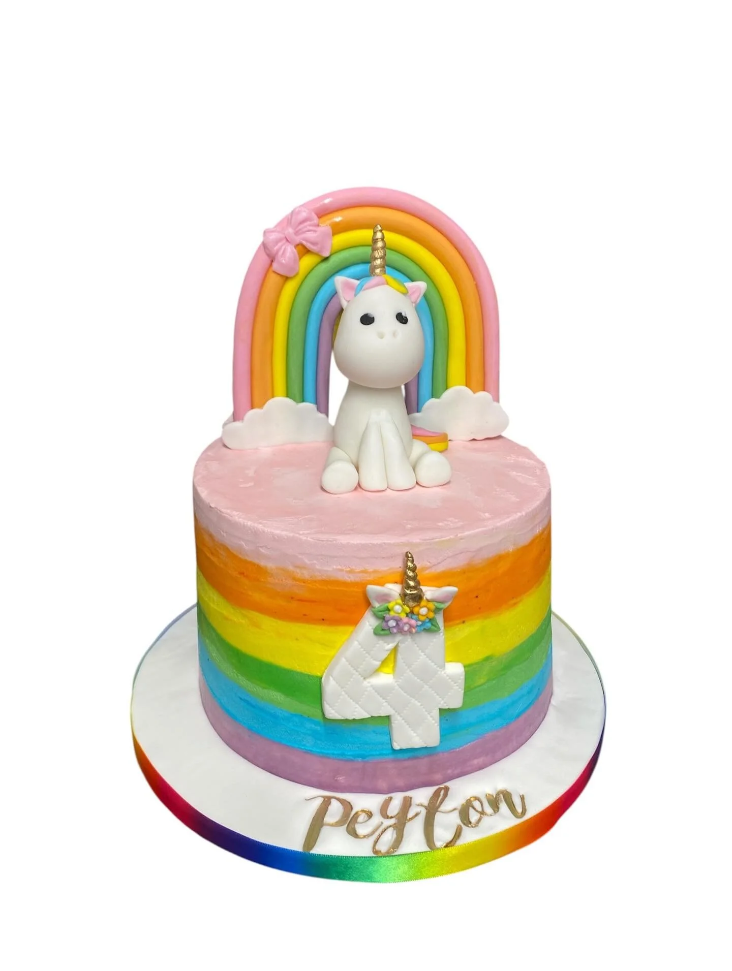 Well that was a learning curve.  Buttercream rainbow stripes.  Unicorn and rainbow all in sugar. @unicornrainbowcake