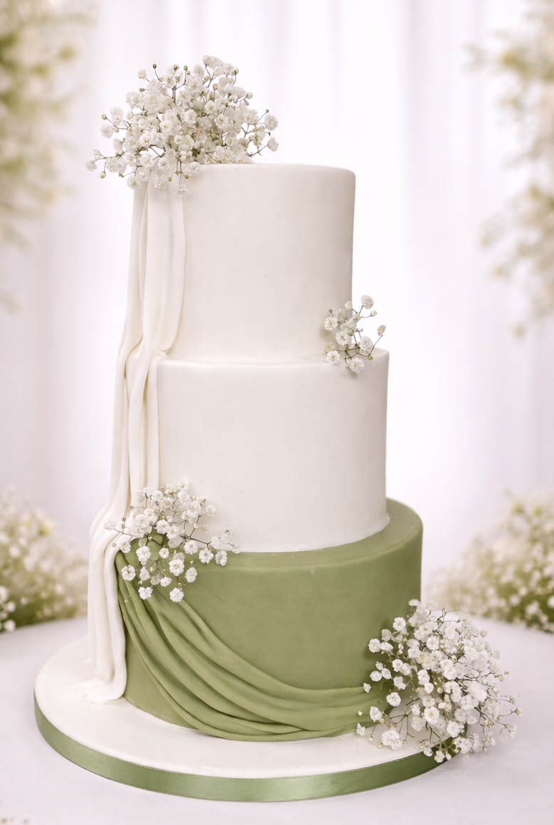 Baby Breath and sweeping drapes 