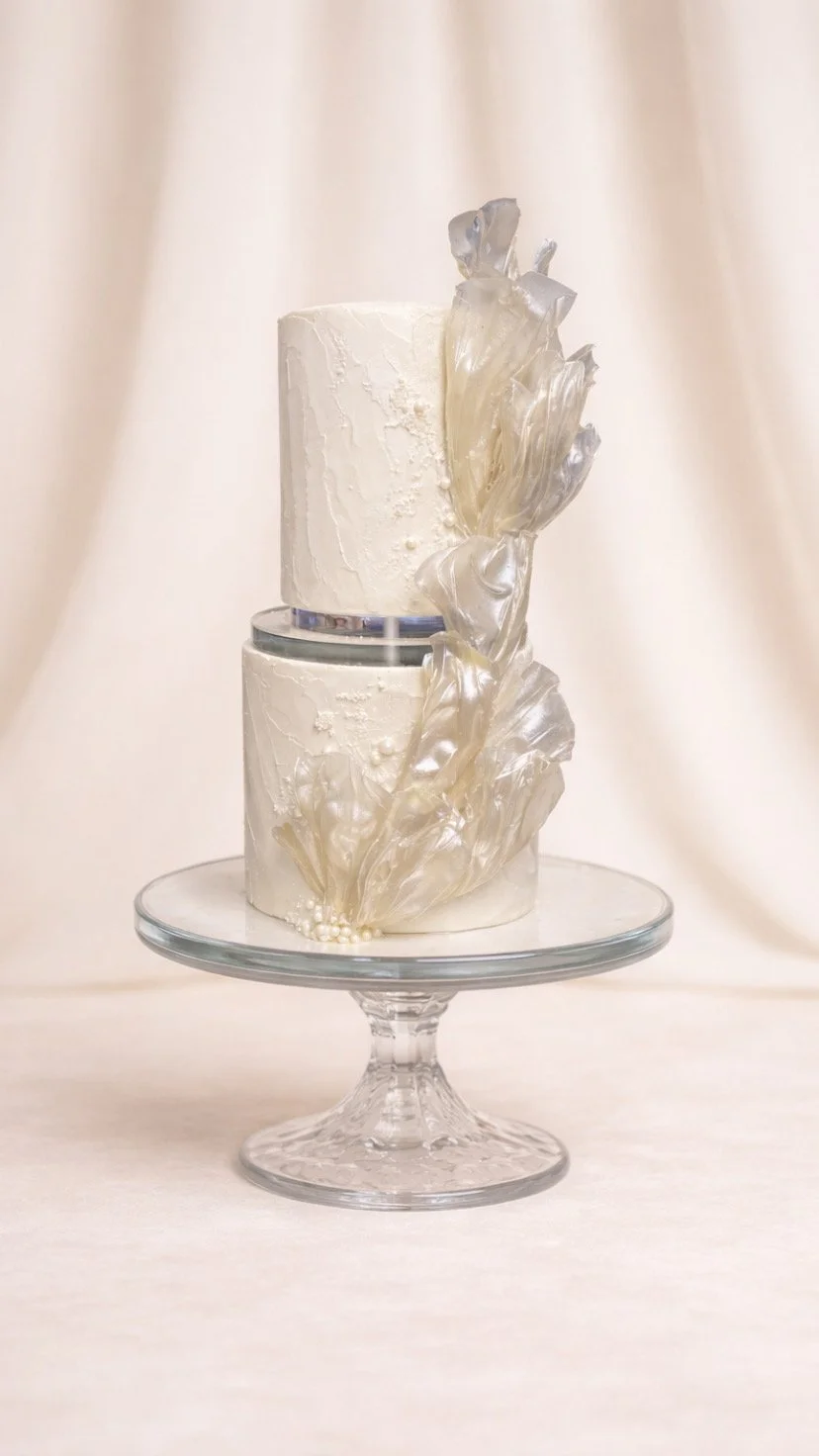 rice paper sails on a textured two tier 