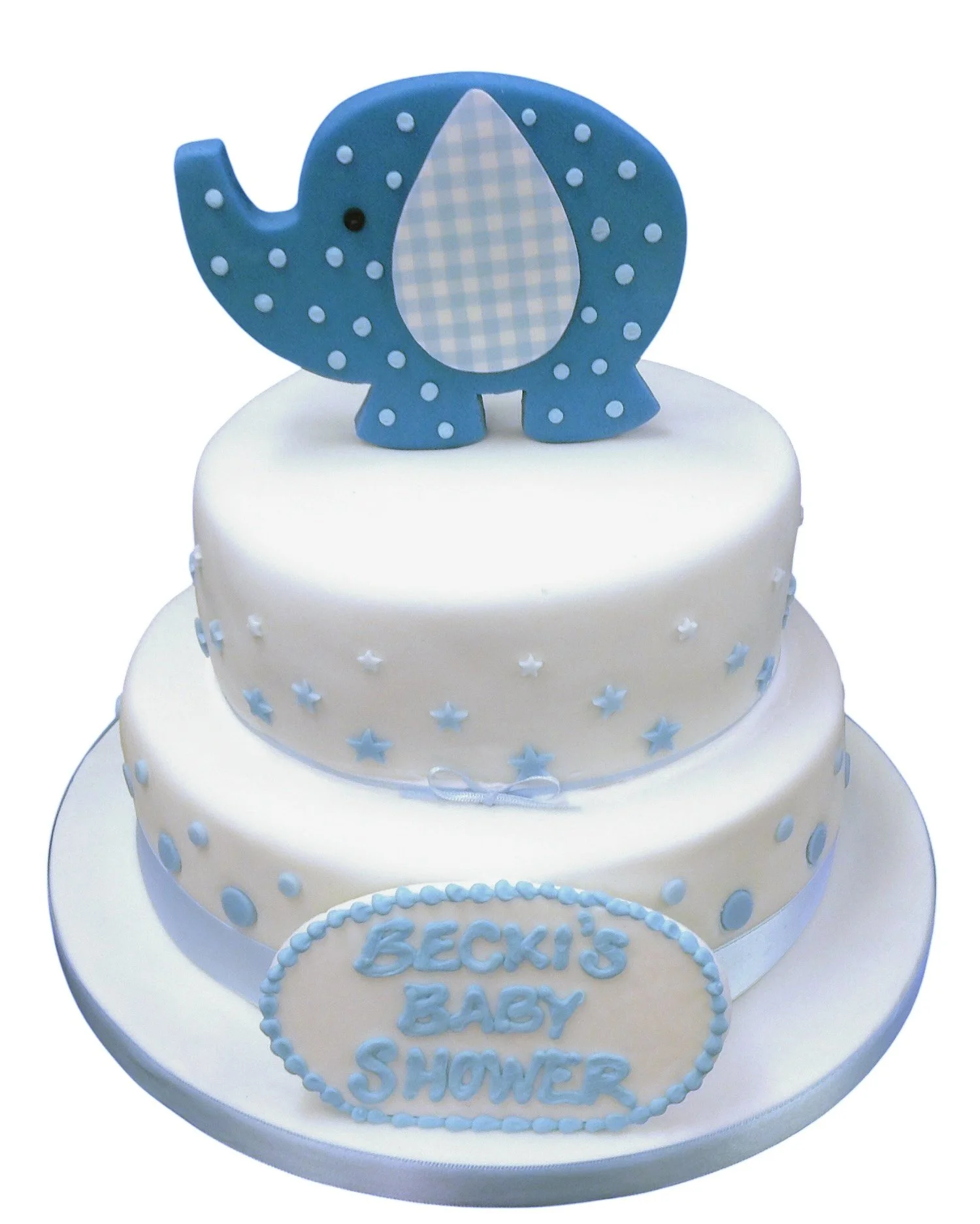 Blue Elephant Baby Shower Cake