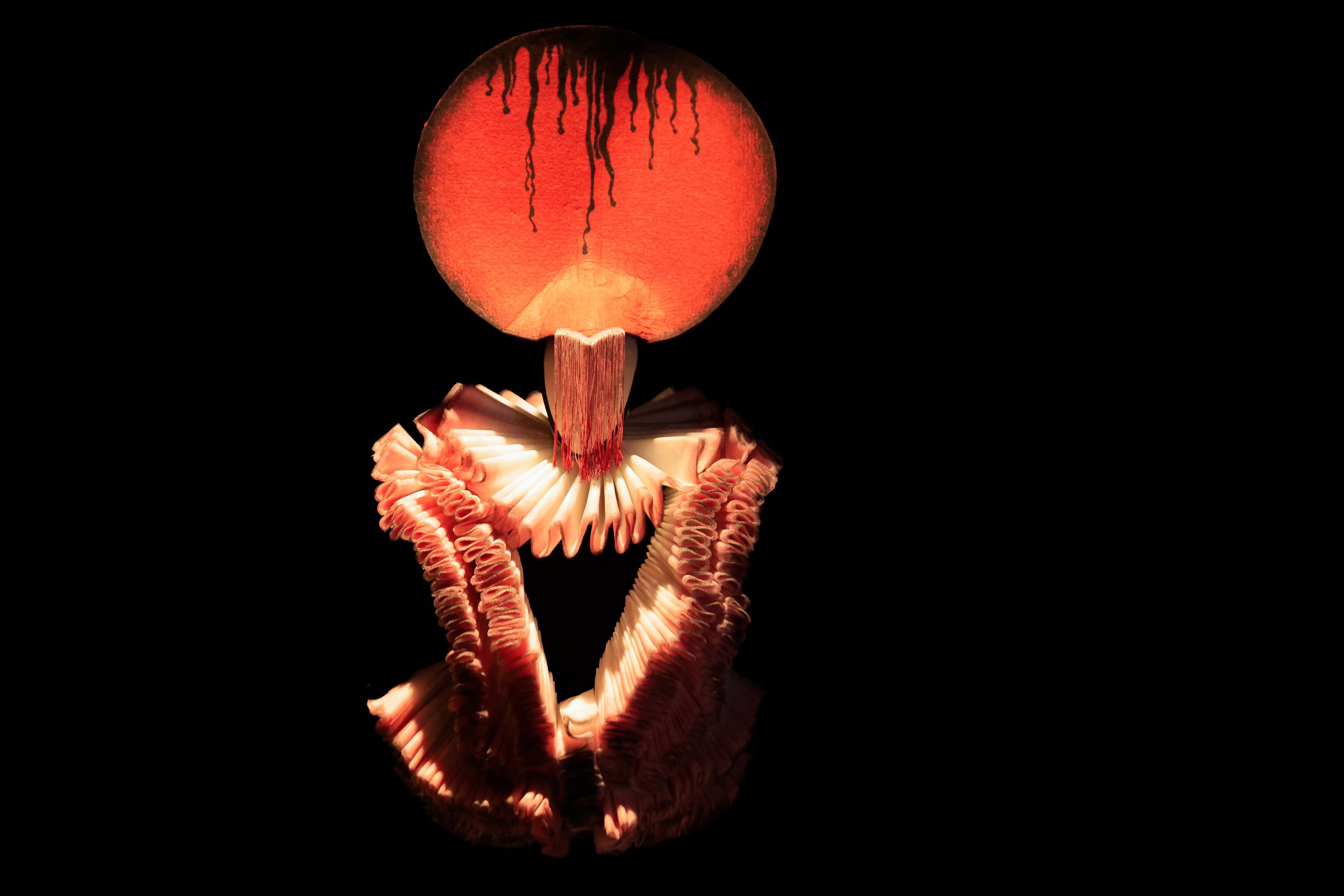 Close-up of a red amanita muscaria mushroom in the dark