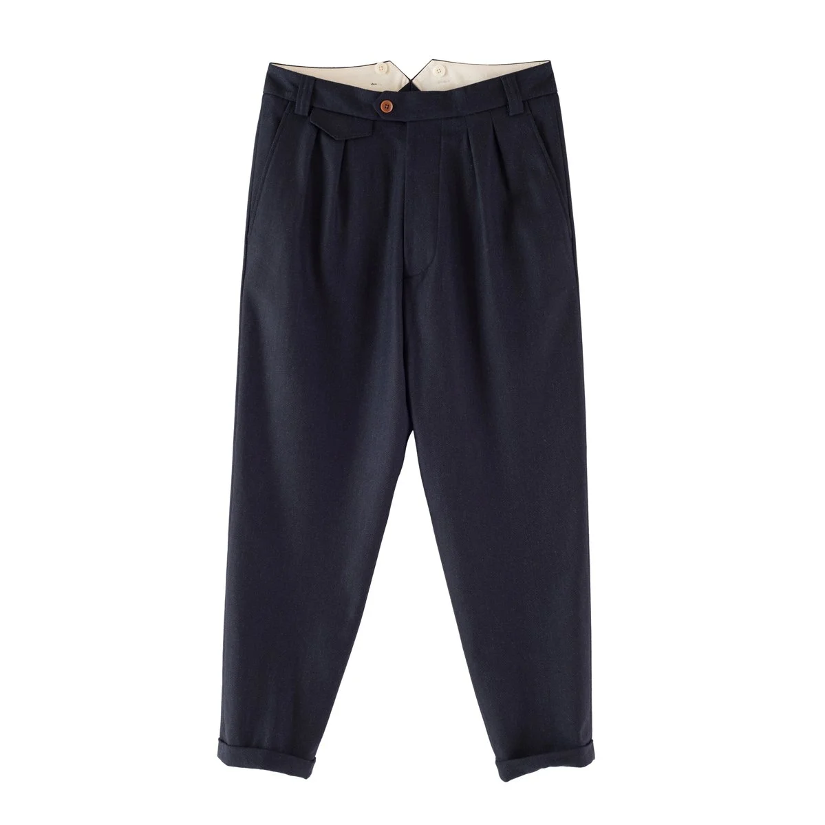 Allison Trousers - Herringbone Wool Blue