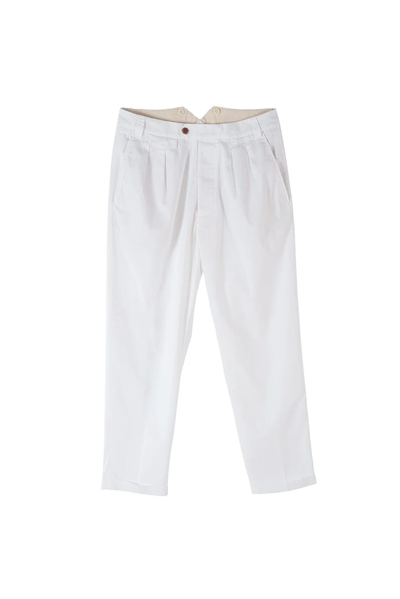 Allison Trousers - Cotone Milano Bianco
