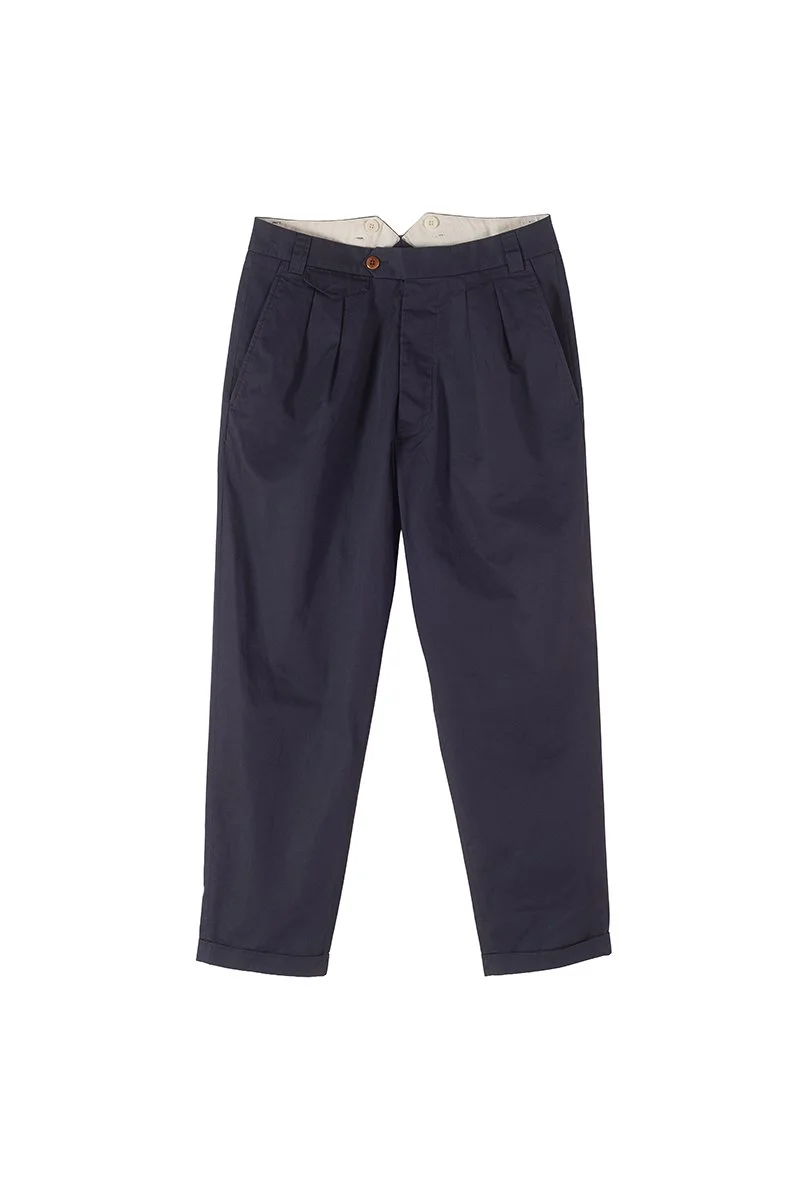 Allison Trousers - Cotone Milano Blu