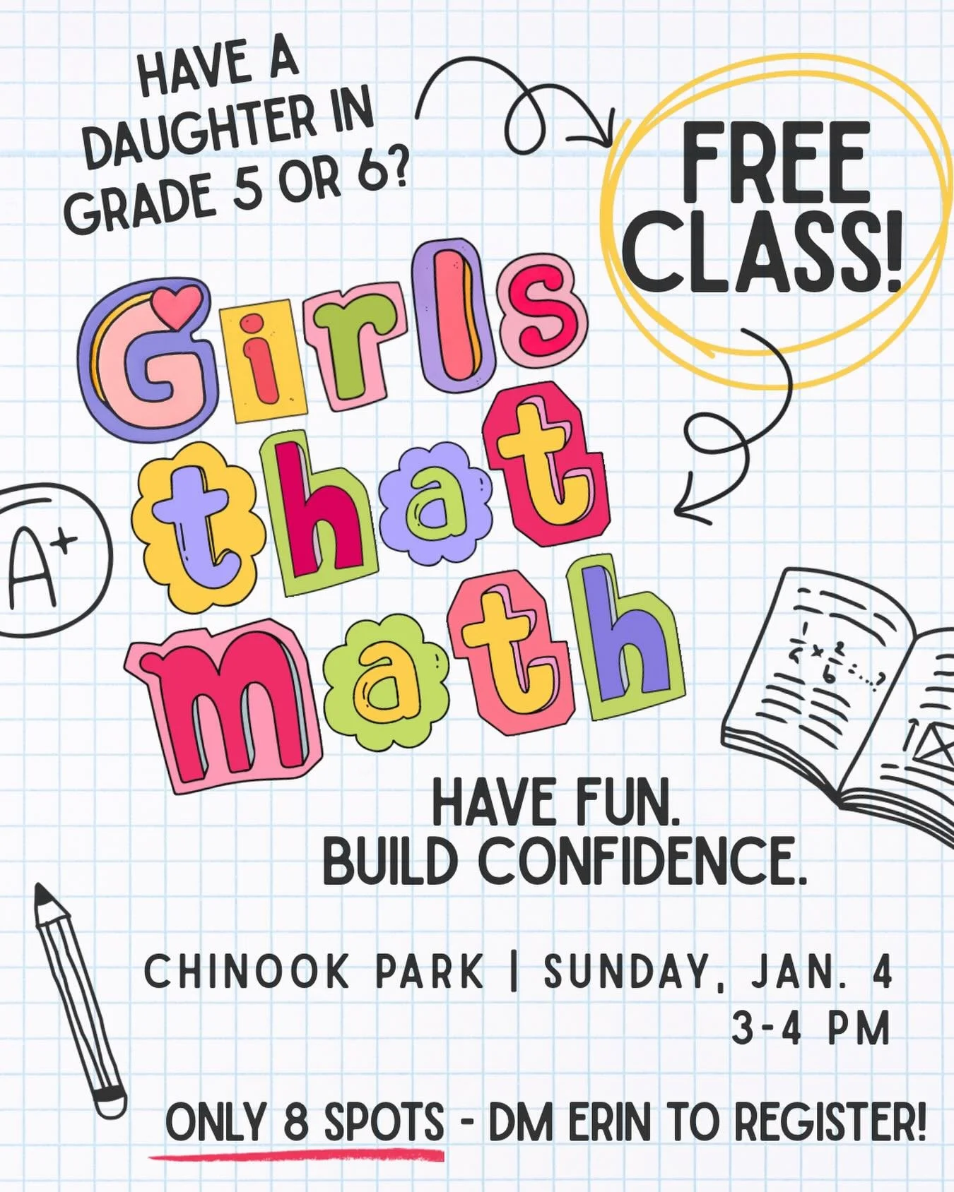 👉🏼 Want to make 🎉 2026 🎉 the year that math class no longer leads to tears, homework battles at the kitchen table or strategically &lsquo;forgetting&rsquo; her homework at school? [classic]

Then come join me at the 📍Chinook Park community centr